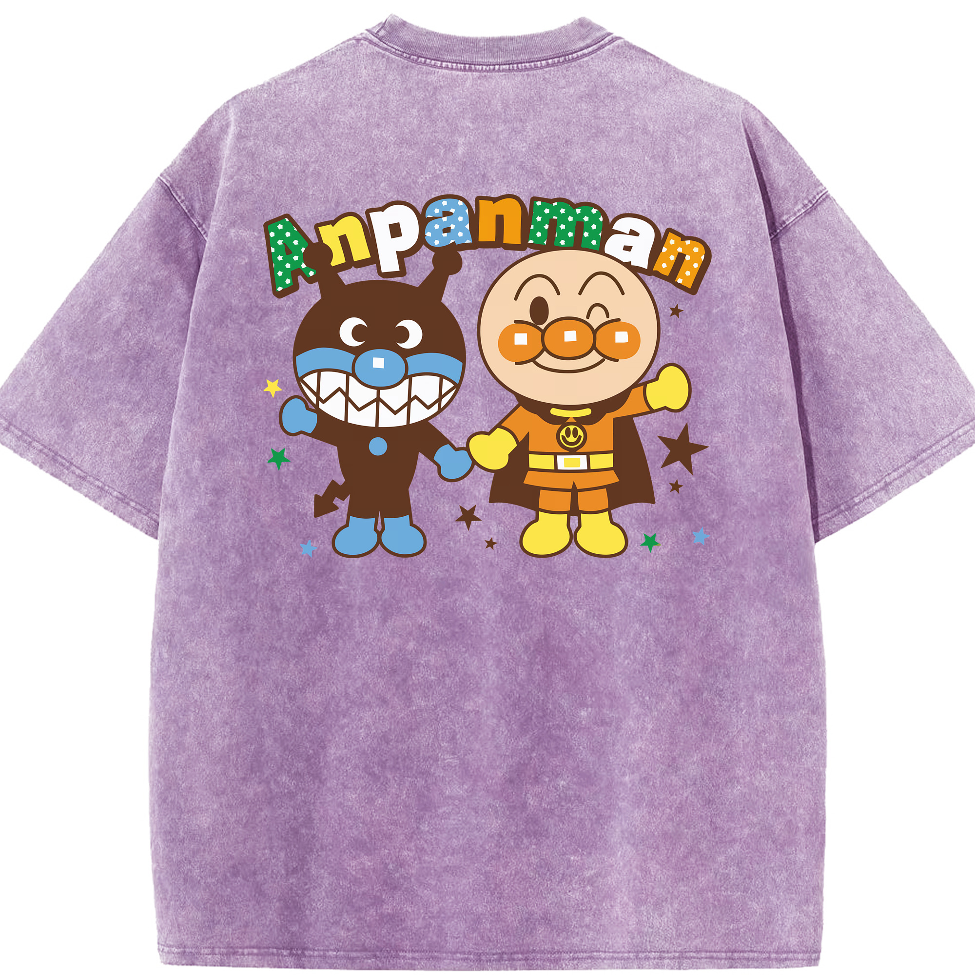 （画像用） アンパンマン Anpanman 綿100% ヴィンテージ風 半袖Tシャツ（背面プリント）