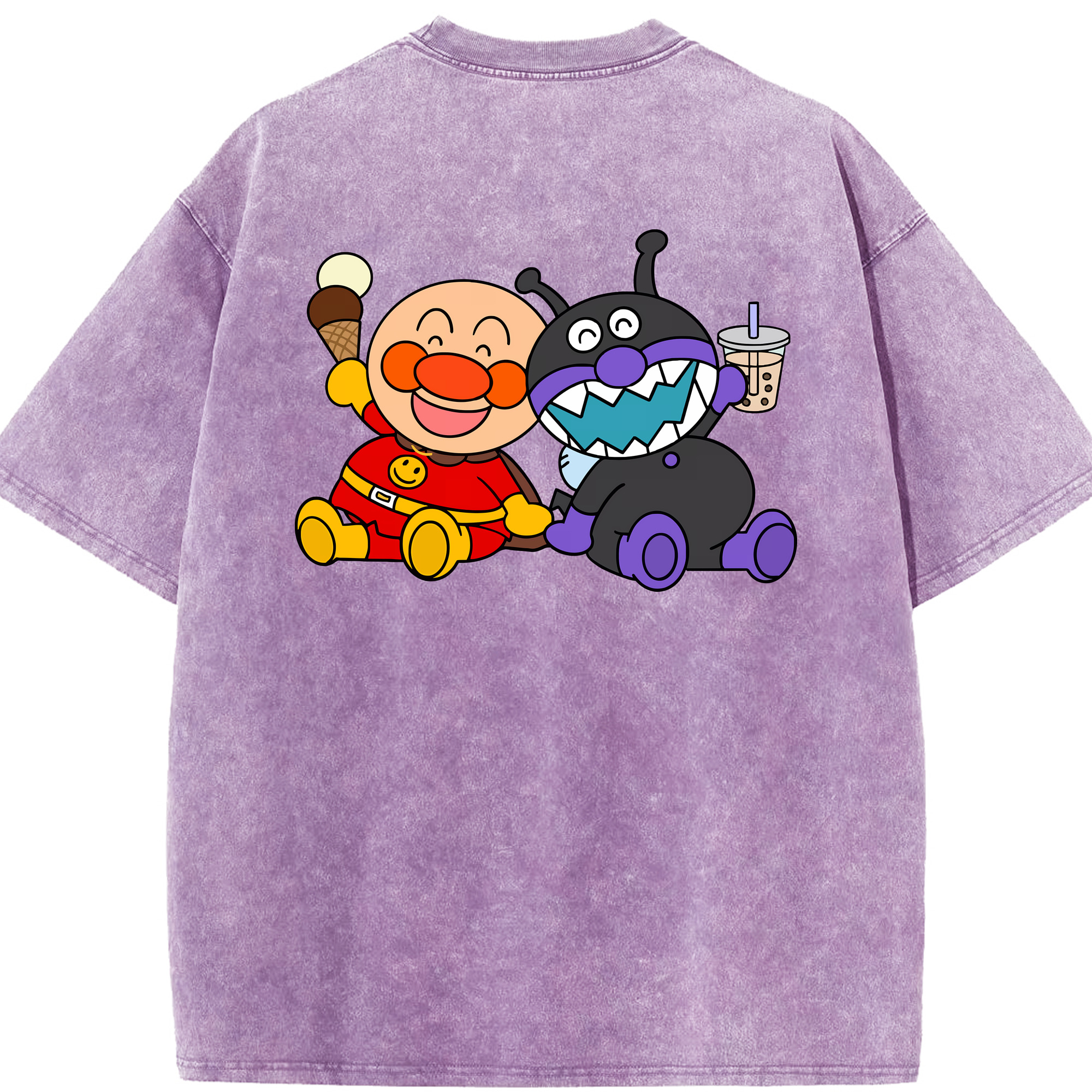 （画像用） アンパンマン Anpanman 綿100% ヴィンテージ風 半袖Tシャツ（背面プリント）