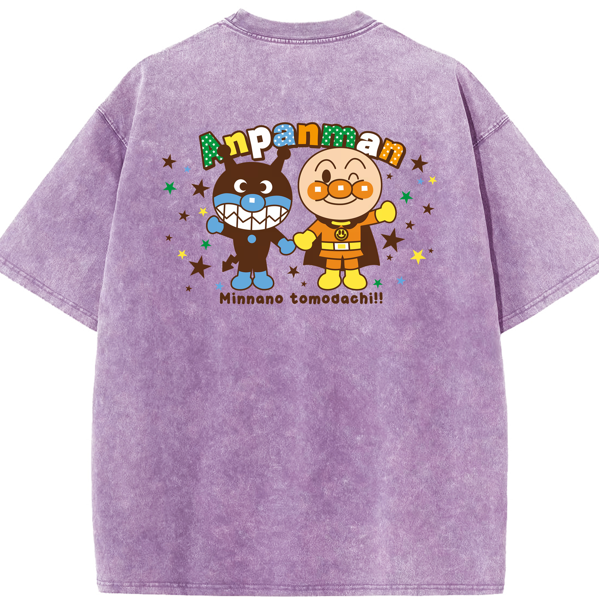 （画像用） アンパンマン Anpanman 綿100% ヴィンテージ風 半袖Tシャツ（背面プリント）