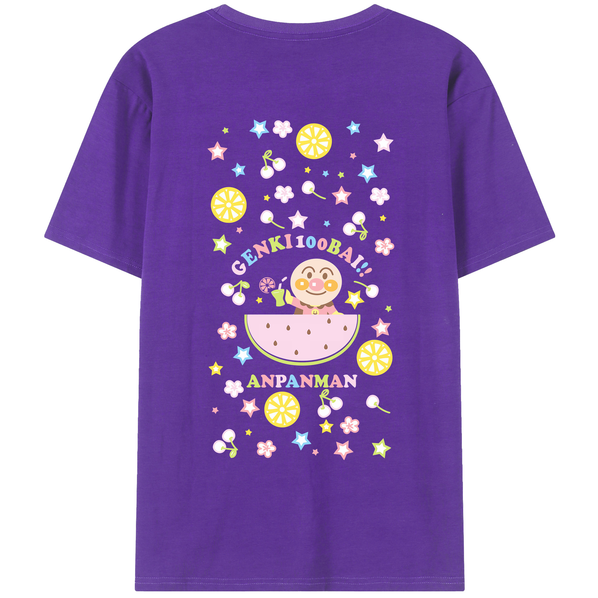 （画像用） アンパンマン Anpanman 綿100％ メンズ半袖Tシャツ（バックプリント） 通気性