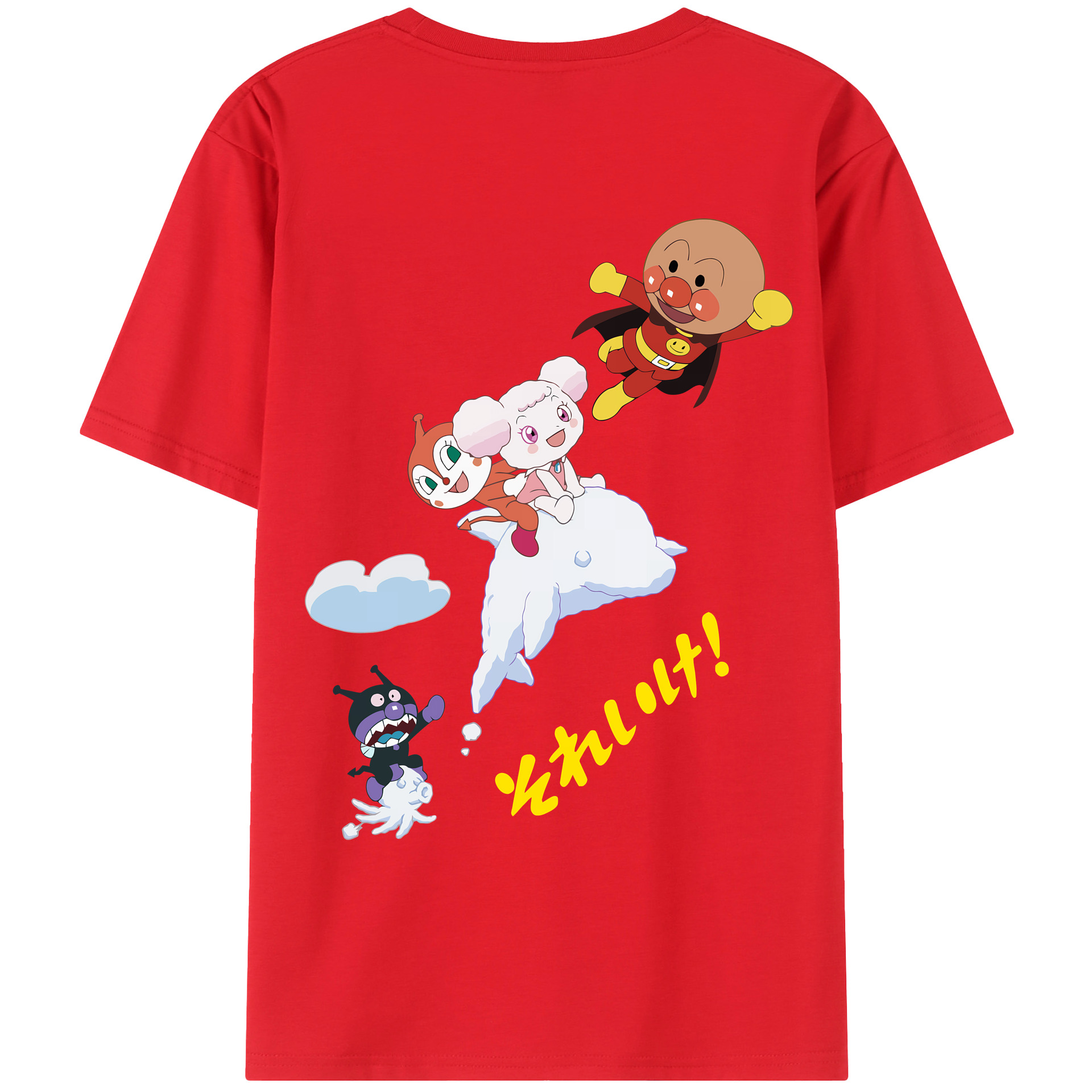 （画像用） アンパンマン Anpanman 綿100％ メンズ半袖Tシャツ（バックプリント） 通気性