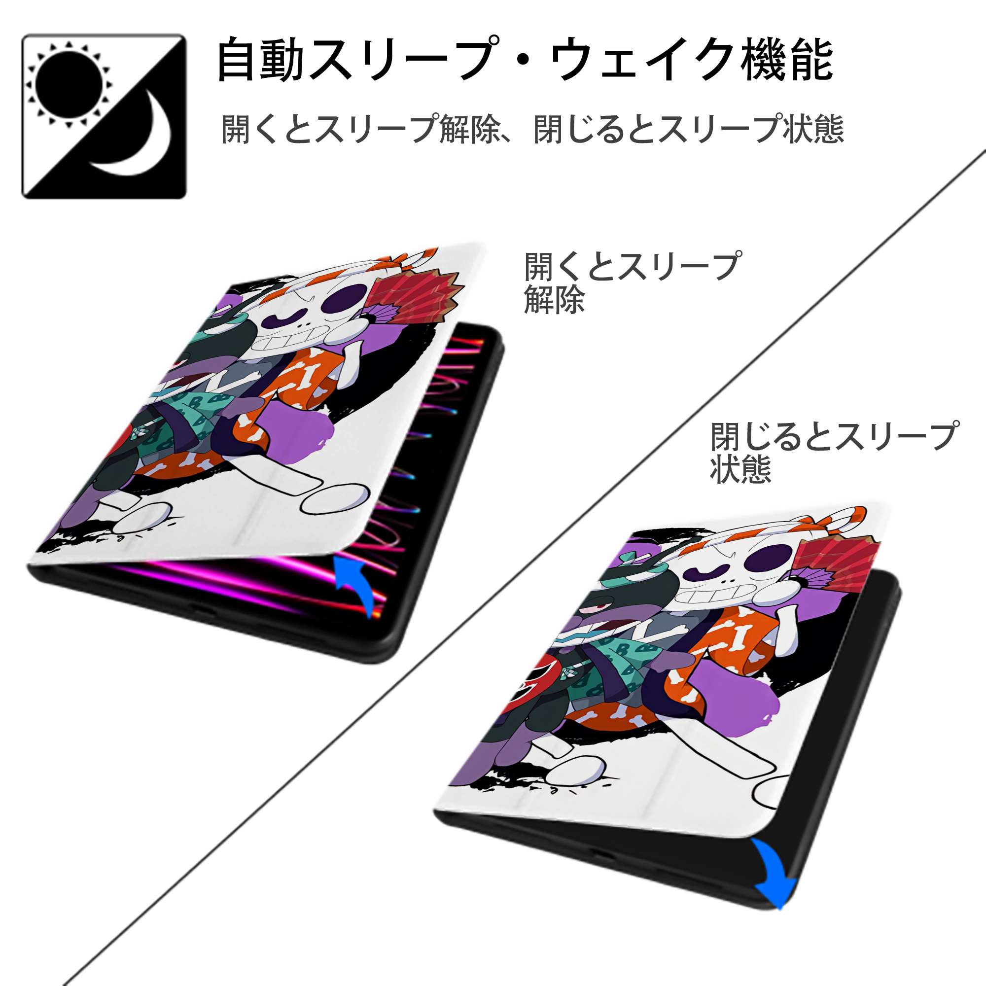 アンパンマン Anpanman IPad ケース ブック型 PUレザー TPU 耐衝撃 軽量 薄型 ペン収納なし 全面保護 IPad 各モデル対応
