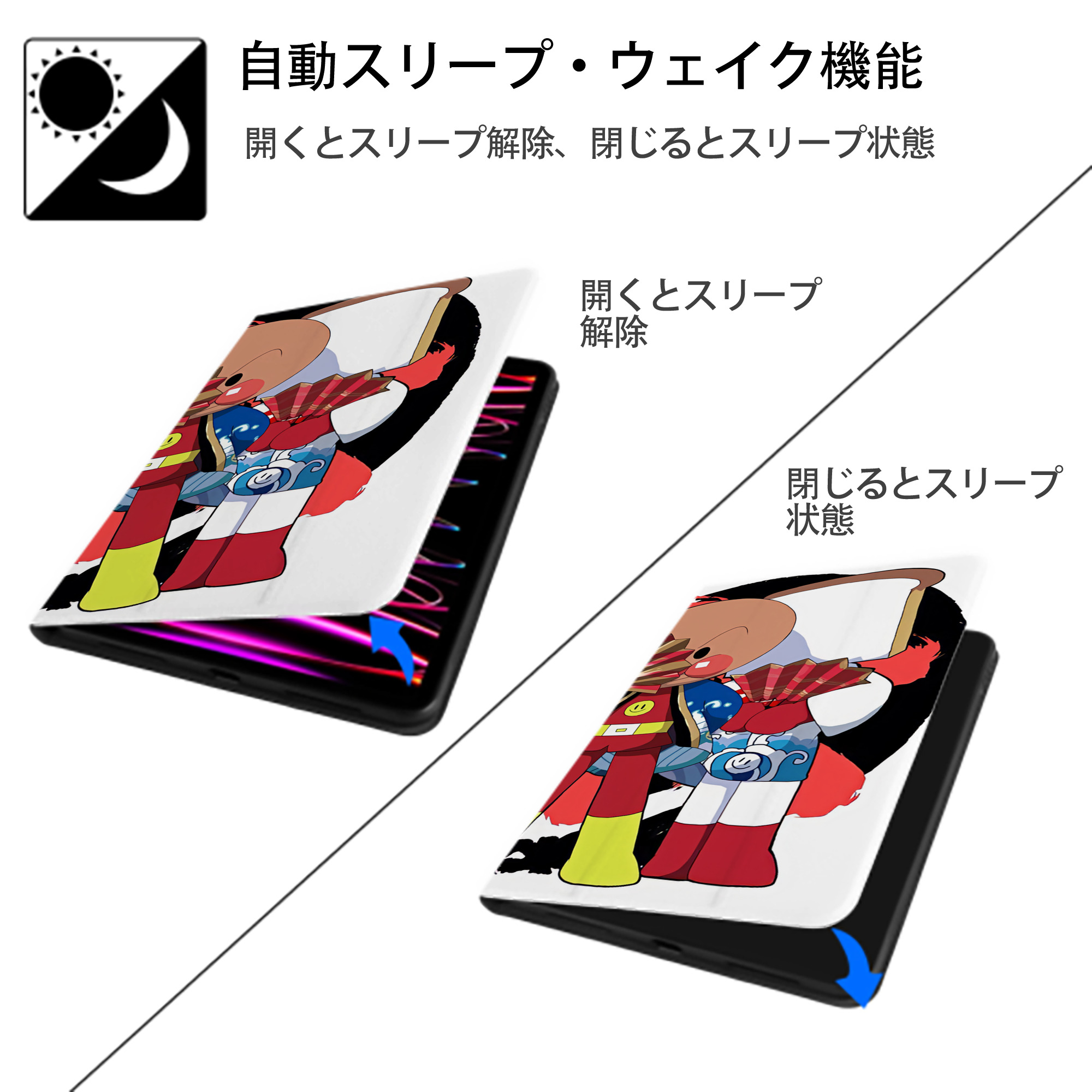 アンパンマン Anpanman IPad ケース ブック型 PUレザー TPU 耐衝撃 軽量 薄型 ペン収納なし 全面保護 IPad 各モデル対応