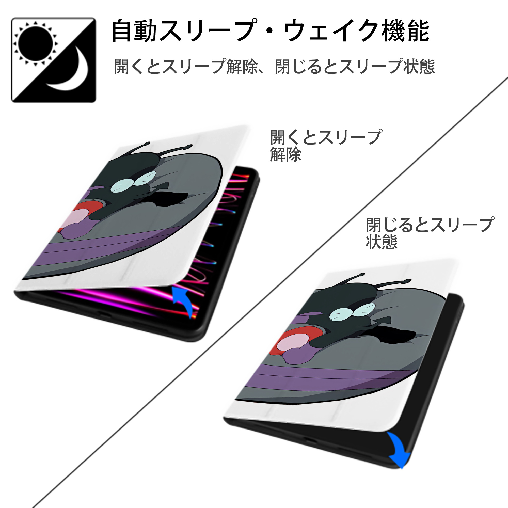 アンパンマン Anpanman IPad ケース ブック型 PUレザー TPU 耐衝撃 軽量 薄型 ペン収納なし 全面保護 IPad 各モデル対応