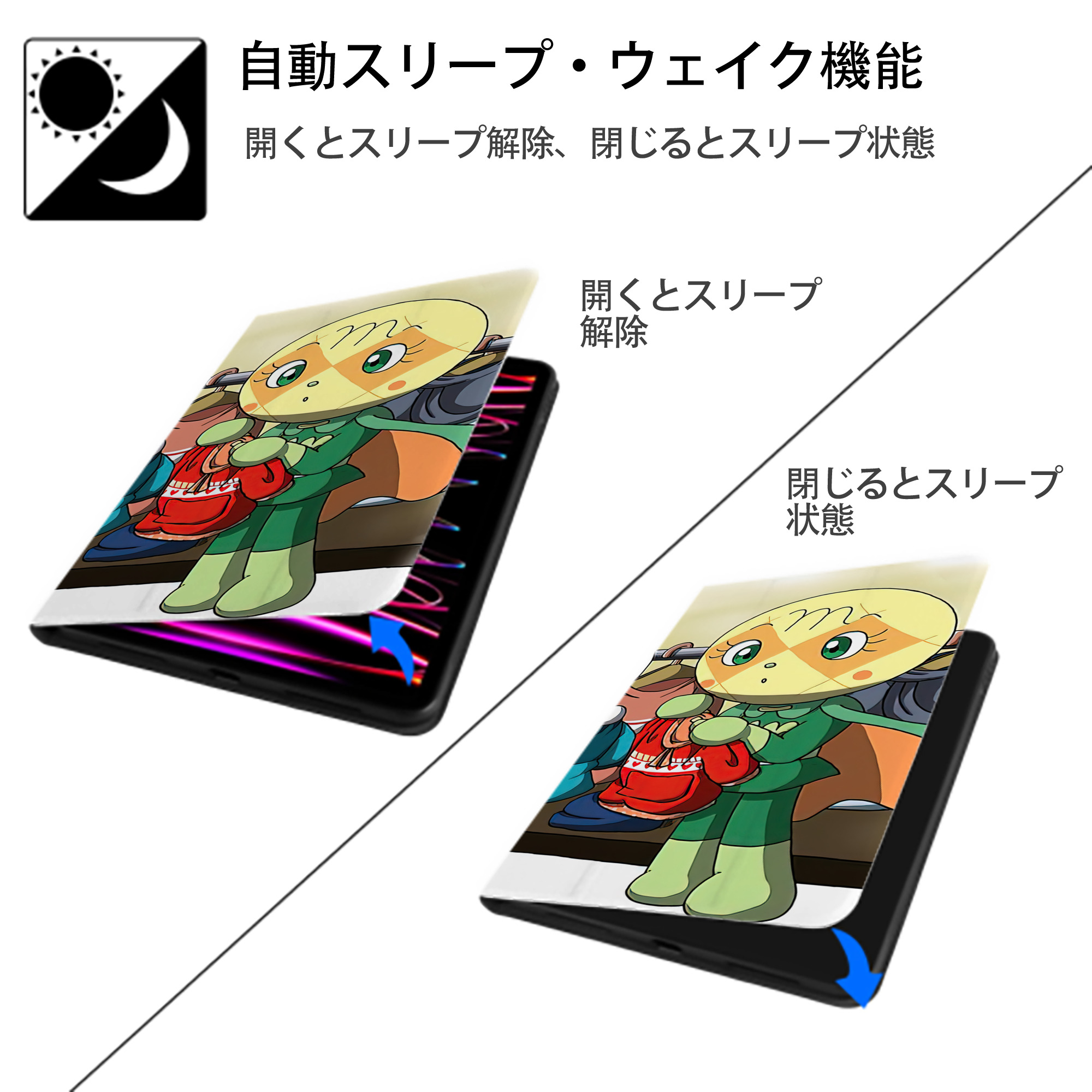 アンパンマン Anpanman IPad ケース ブック型 PUレザー TPU 耐衝撃 軽量 薄型 ペン収納なし 全面保護 IPad 各モデル対応