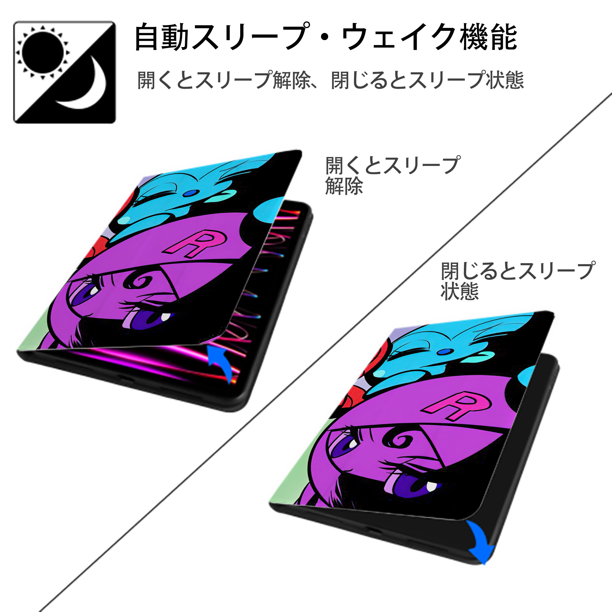 アンパンマン Anpanman IPad ケース ブック型 PUレザー TPU 耐衝撃 軽量 薄型 ペン収納なし 全面保護 IPad 各モデル対応