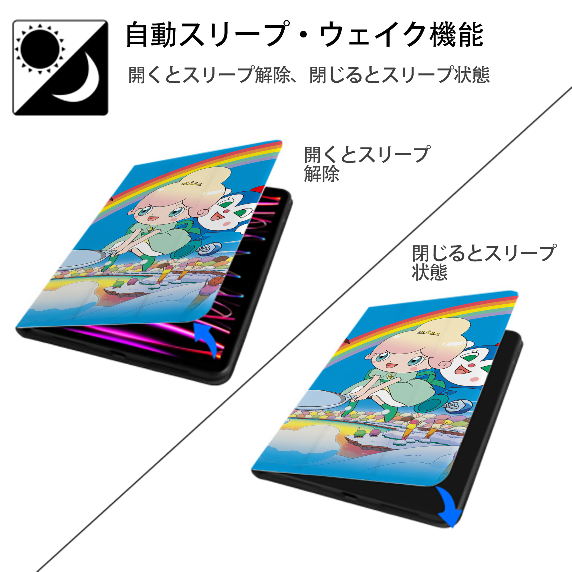 アンパンマン Anpanman IPad ケース ブック型 PUレザー TPU 耐衝撃 軽量 薄型 ペン収納なし 全面保護 IPad 各モデル対応