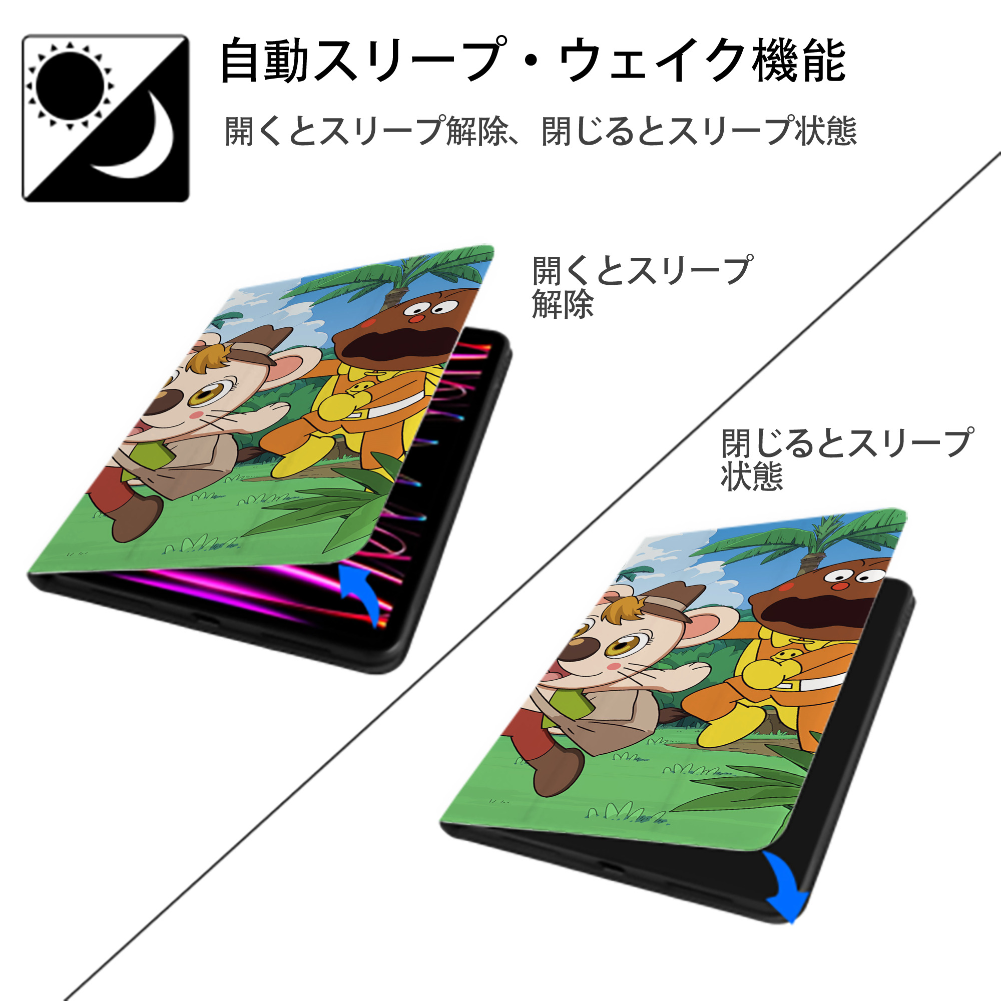 アンパンマン Anpanman IPad ケース ブック型 PUレザー TPU 耐衝撃 軽量 薄型 ペン収納なし 全面保護 IPad 各モデル対応