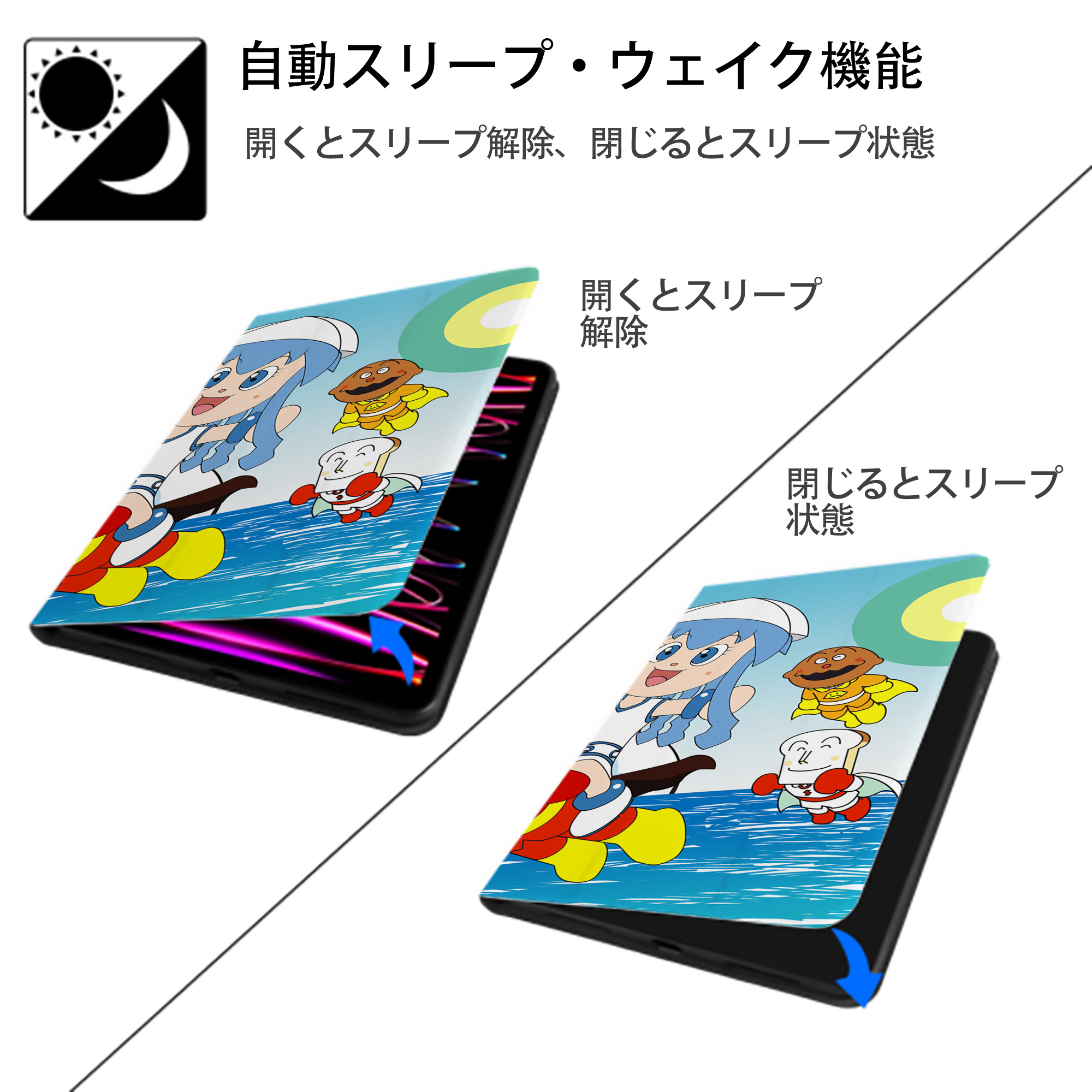 アンパンマン Anpanman IPad ケース ブック型 PUレザー TPU 耐衝撃 軽量 薄型 ペン収納なし 全面保護 IPad 各モデル対応