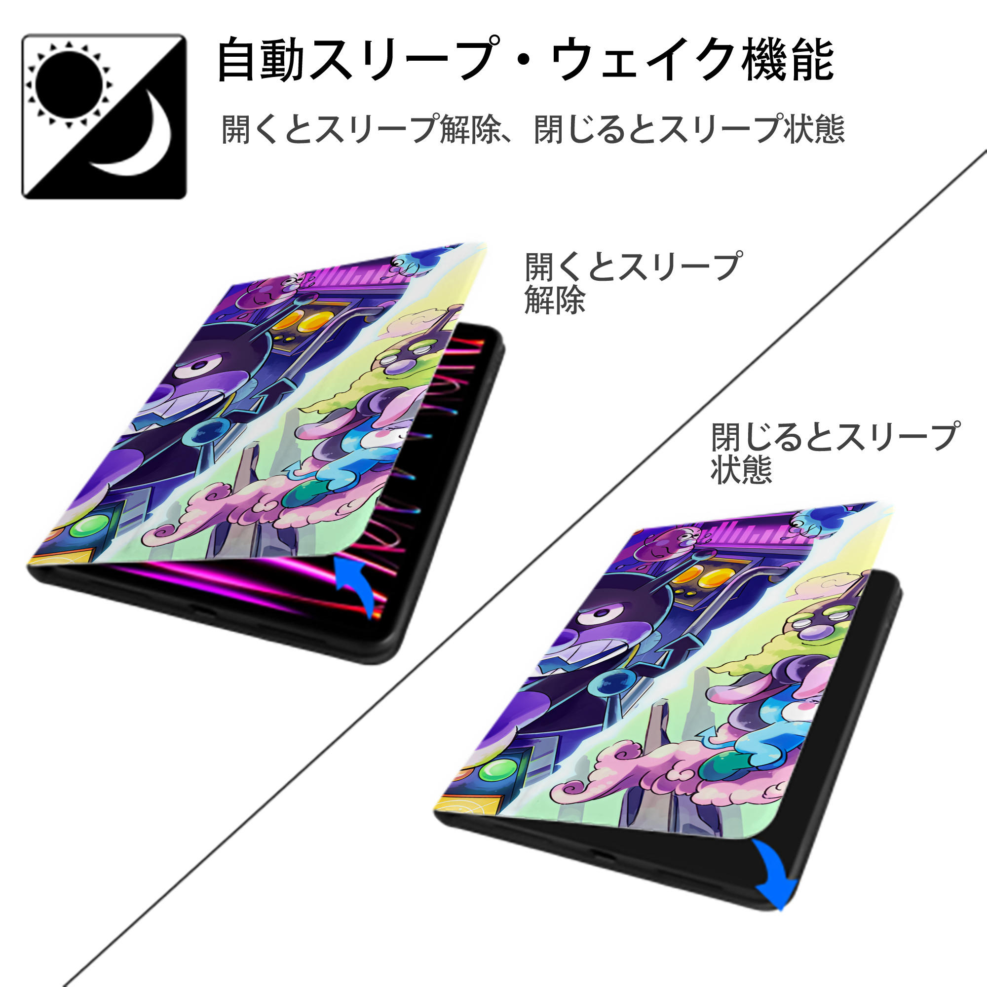 アンパンマン Anpanman IPad ケース ブック型 PUレザー TPU 耐衝撃 軽量 薄型 ペン収納なし 全面保護 IPad 各モデル対応