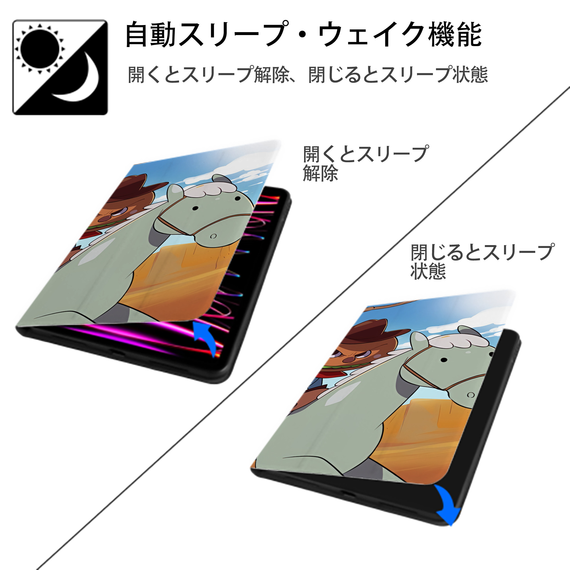 アンパンマン Anpanman IPad ケース ブック型 PUレザー TPU 耐衝撃 軽量 薄型 ペン収納なし 全面保護 IPad 各モデル対応
