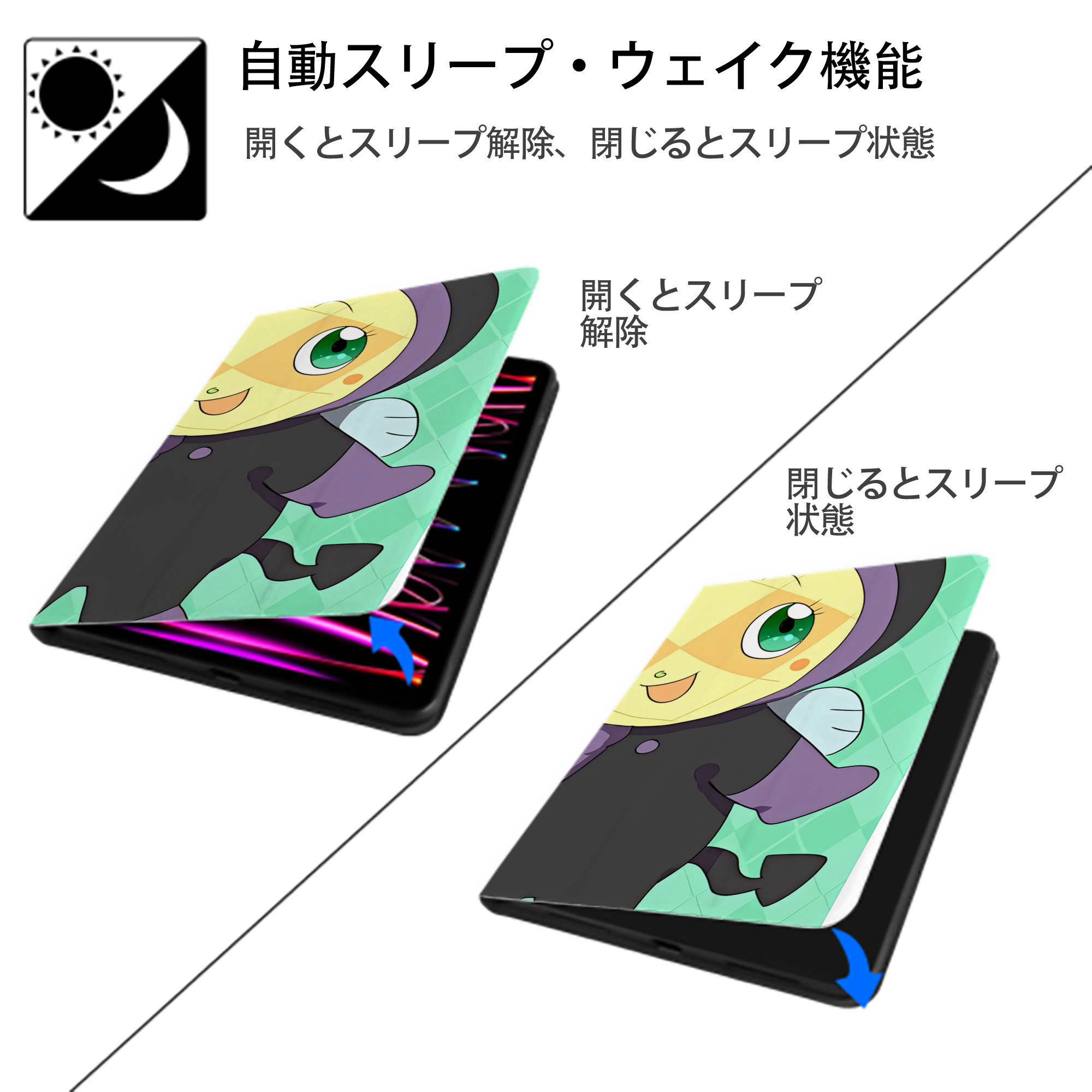 アンパンマン Anpanman IPad ケース ブック型 PUレザー TPU 耐衝撃 軽量 薄型 ペン収納なし 全面保護 IPad 各モデル対応