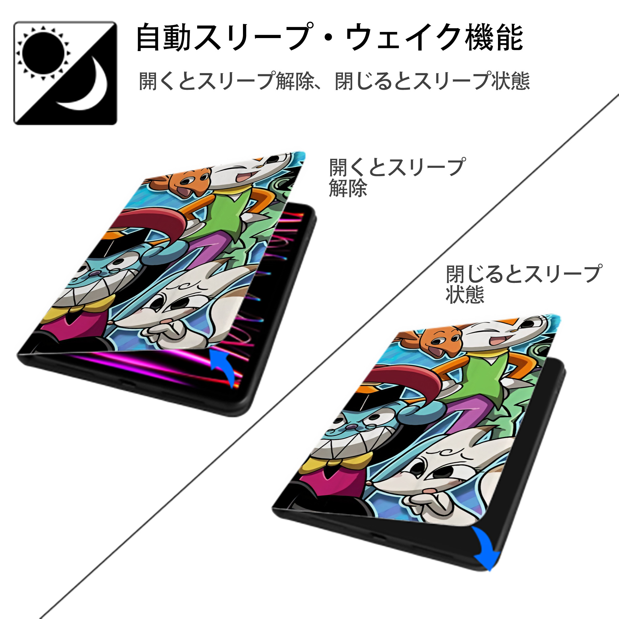 アンパンマン Anpanman IPad ケース ブック型 PUレザー TPU 耐衝撃 軽量 薄型 ペン収納なし 全面保護 IPad 各モデル対応