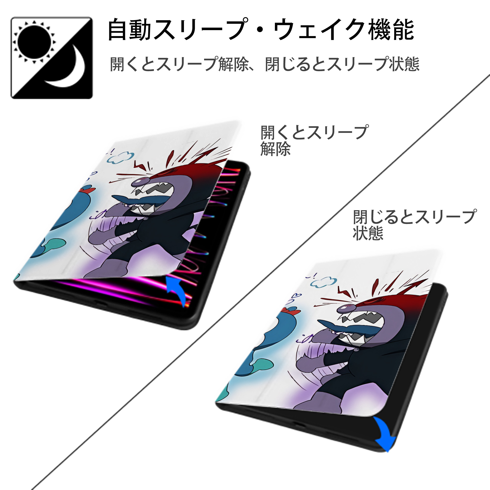 アンパンマン Anpanman IPad ケース ブック型 PUレザー TPU 耐衝撃 軽量 薄型 ペン収納なし 全面保護 IPad 各モデル対応