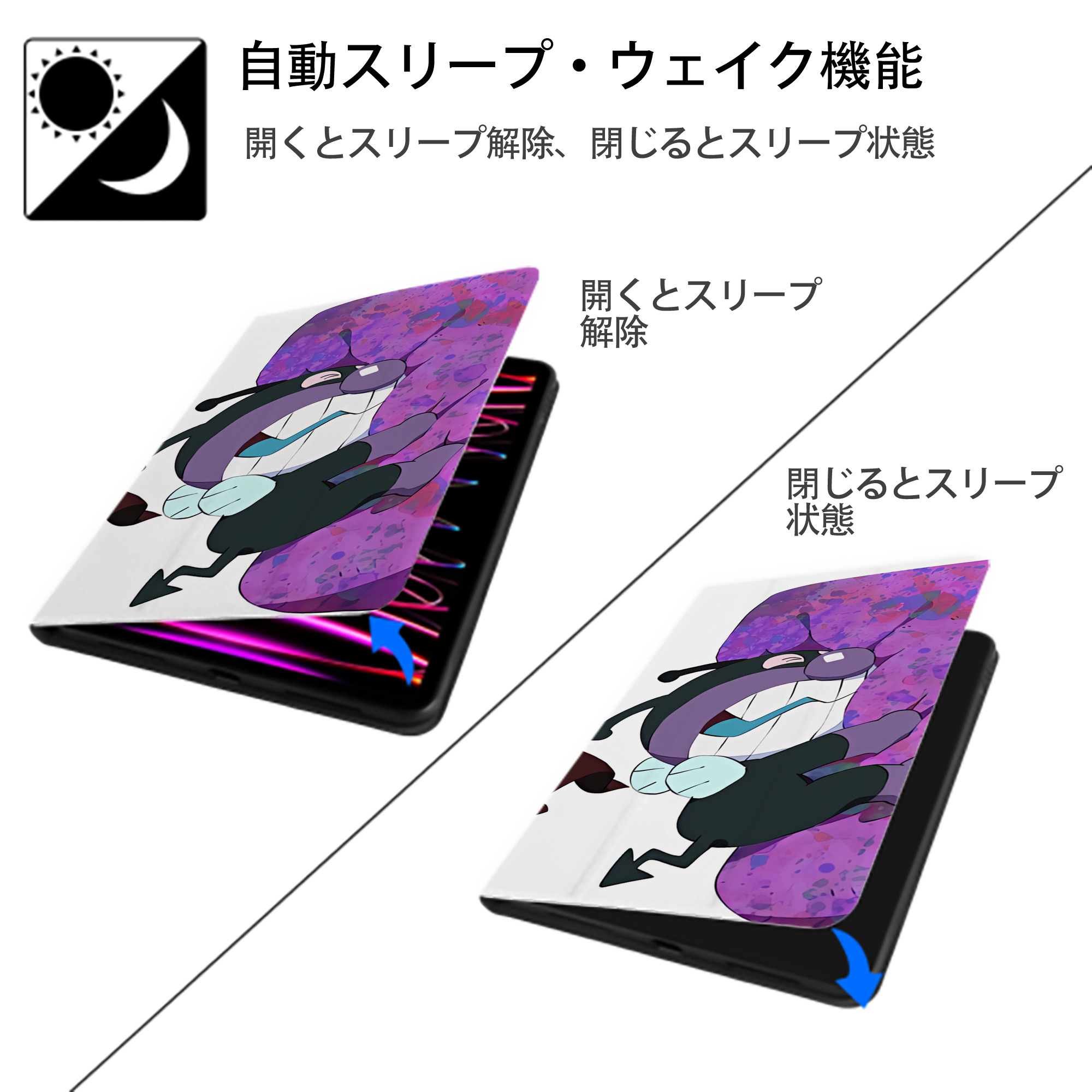 アンパンマン Anpanman IPad ケース ブック型 PUレザー TPU 耐衝撃 軽量 薄型 ペン収納なし 全面保護 IPad 各モデル対応