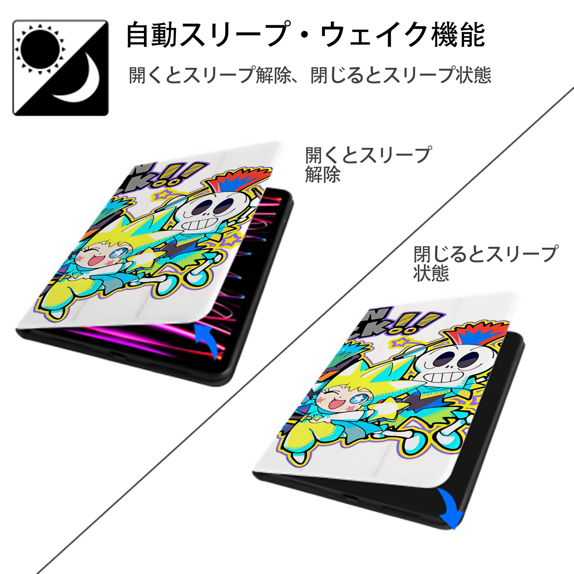 アンパンマン Anpanman IPad ケース ブック型 PUレザー TPU 耐衝撃 軽量 薄型 ペン収納なし 全面保護 IPad 各モデル対応