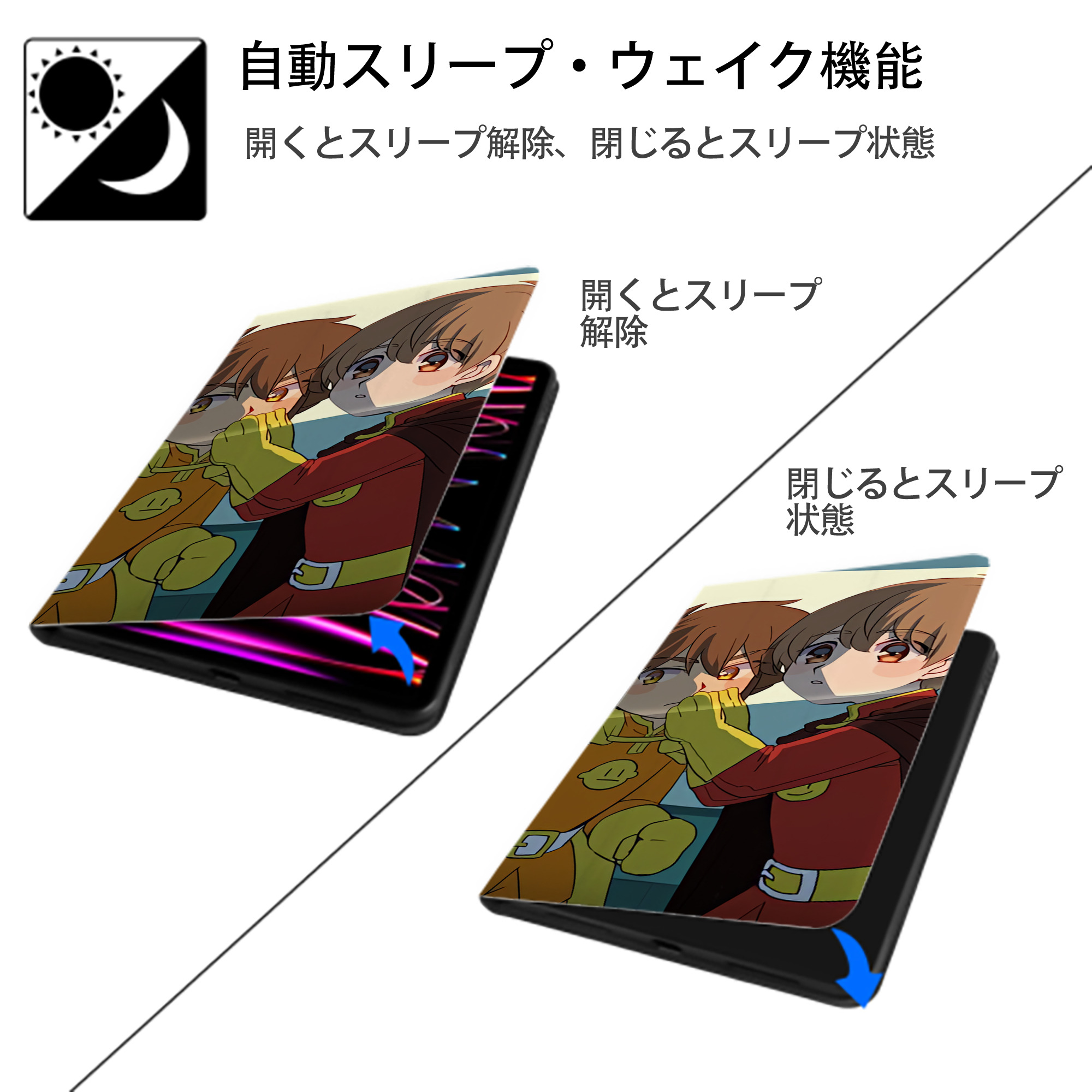 アンパンマン Anpanman IPad ケース ブック型 PUレザー TPU 耐衝撃 軽量 薄型 ペン収納なし 全面保護 IPad 各モデル対応