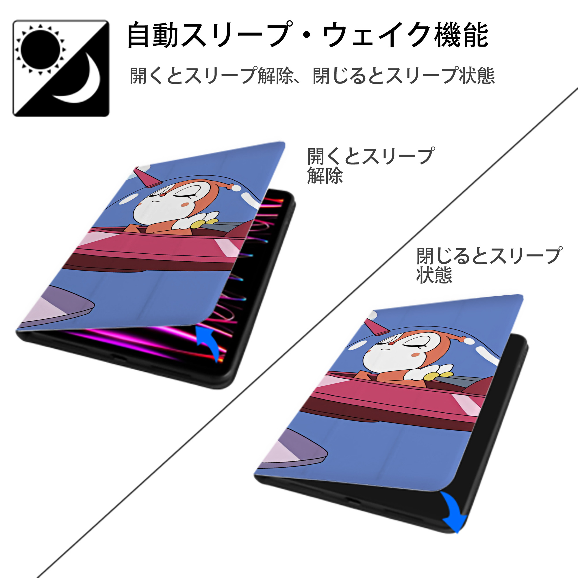 アンパンマン Anpanman IPad ケース ブック型 PUレザー TPU 耐衝撃 軽量 薄型 ペン収納なし 全面保護 IPad 各モデル対応