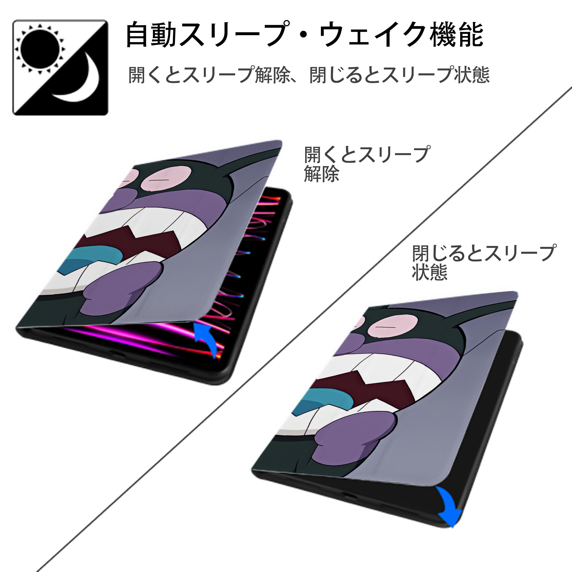 アンパンマン Anpanman IPad ケース ブック型 PUレザー TPU 耐衝撃 軽量 薄型 ペン収納なし 全面保護 IPad 各モデル対応