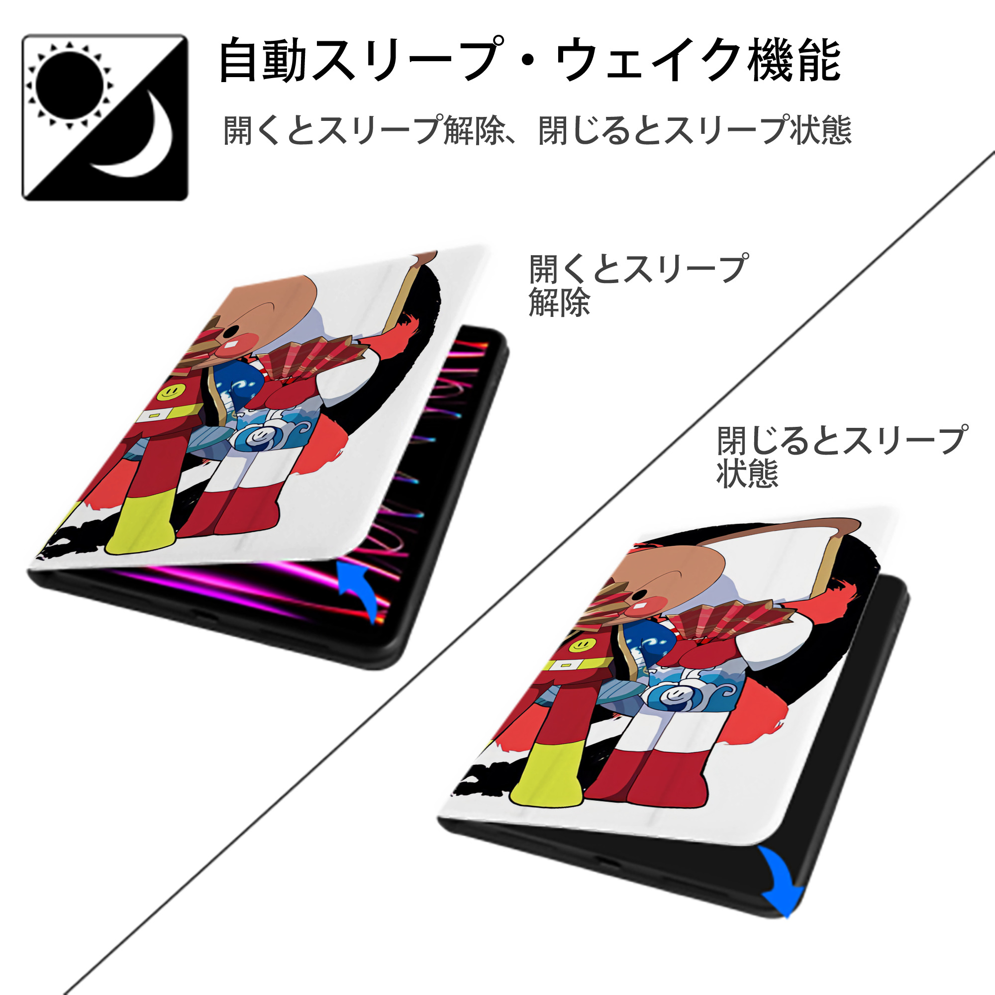 アンパンマン Anpanman IPadケース ペンホルダー付き ブックスタイルデザイン