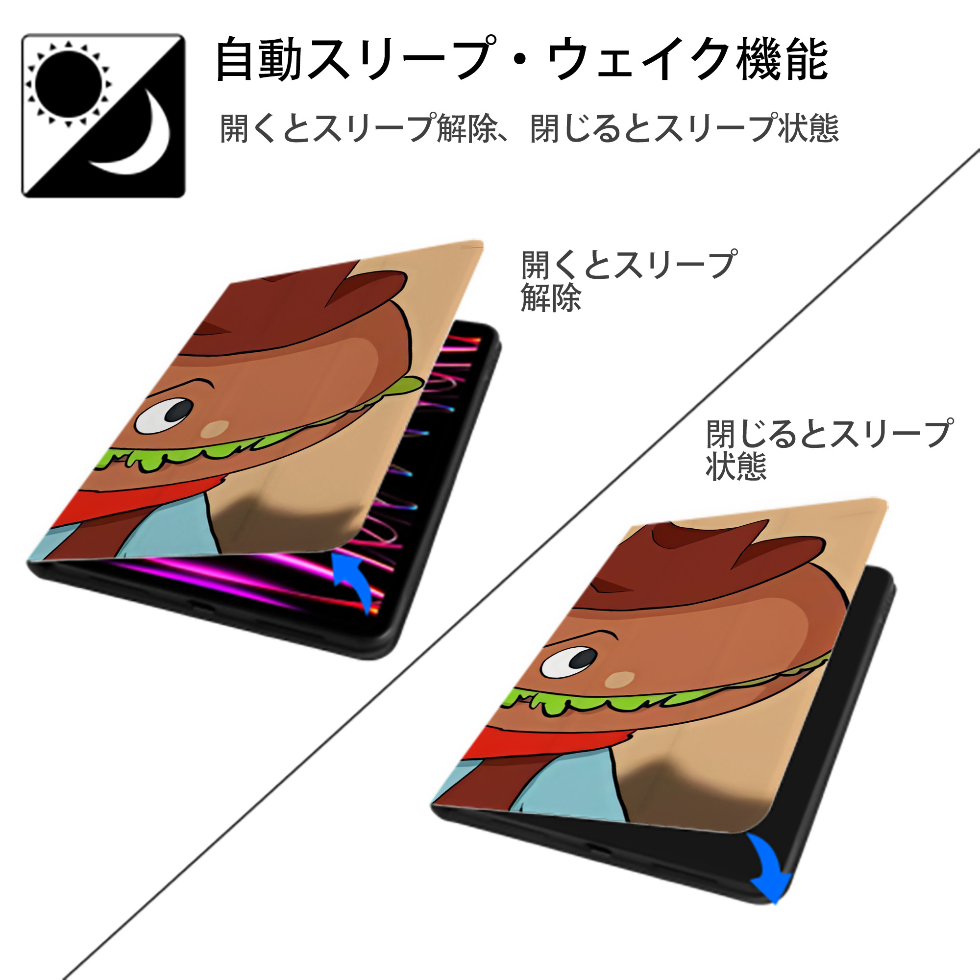 アンパンマン Anpanman IPadケース ペンホルダー付き ブックスタイルデザイン