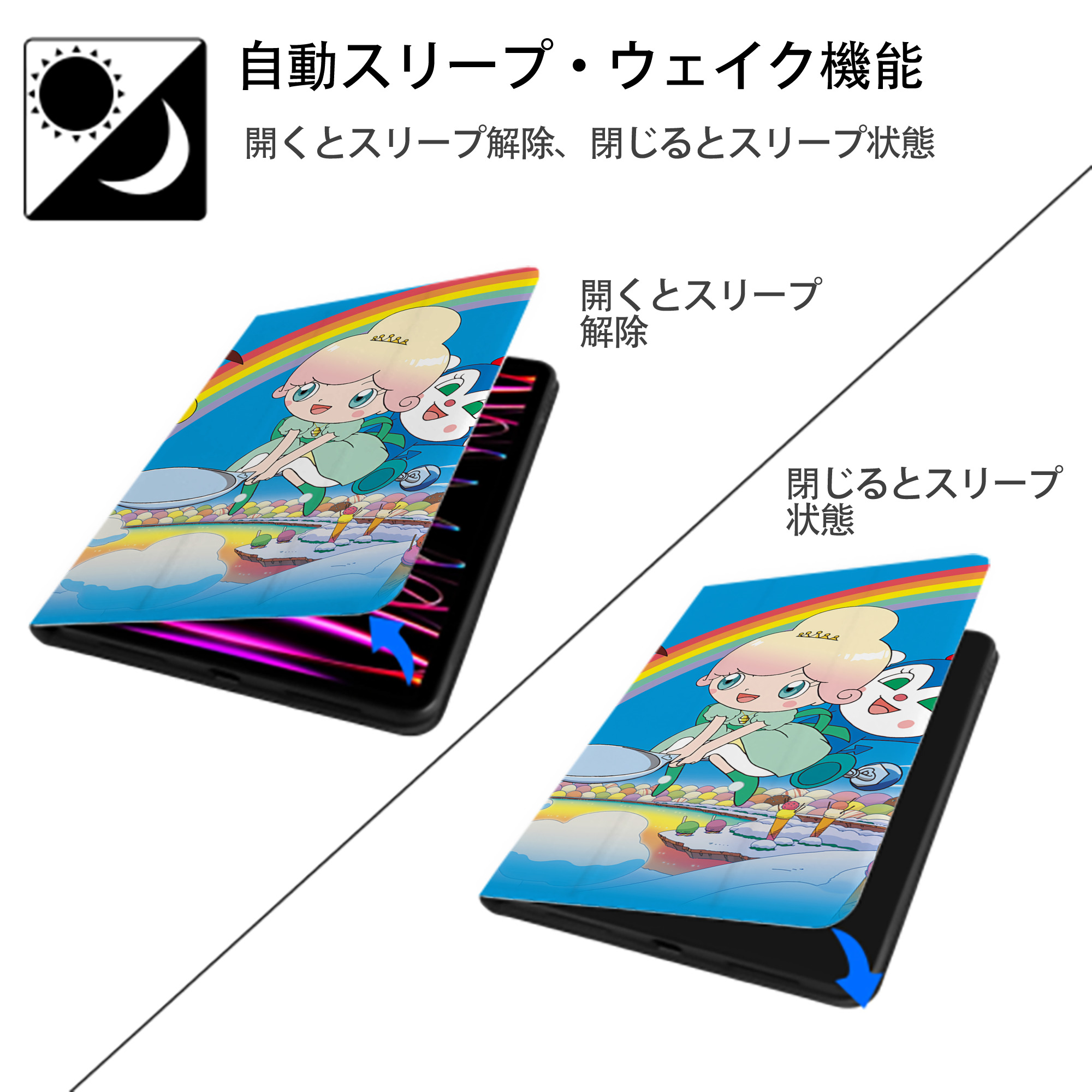 アンパンマン Anpanman IPadケース ペンホルダー付き ブックスタイルデザイン