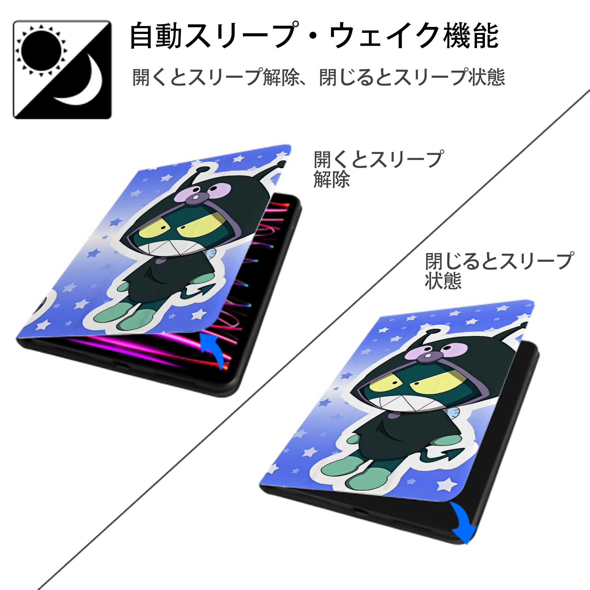 アンパンマン Anpanman IPadケース ペンホルダー付き ブックスタイルデザイン