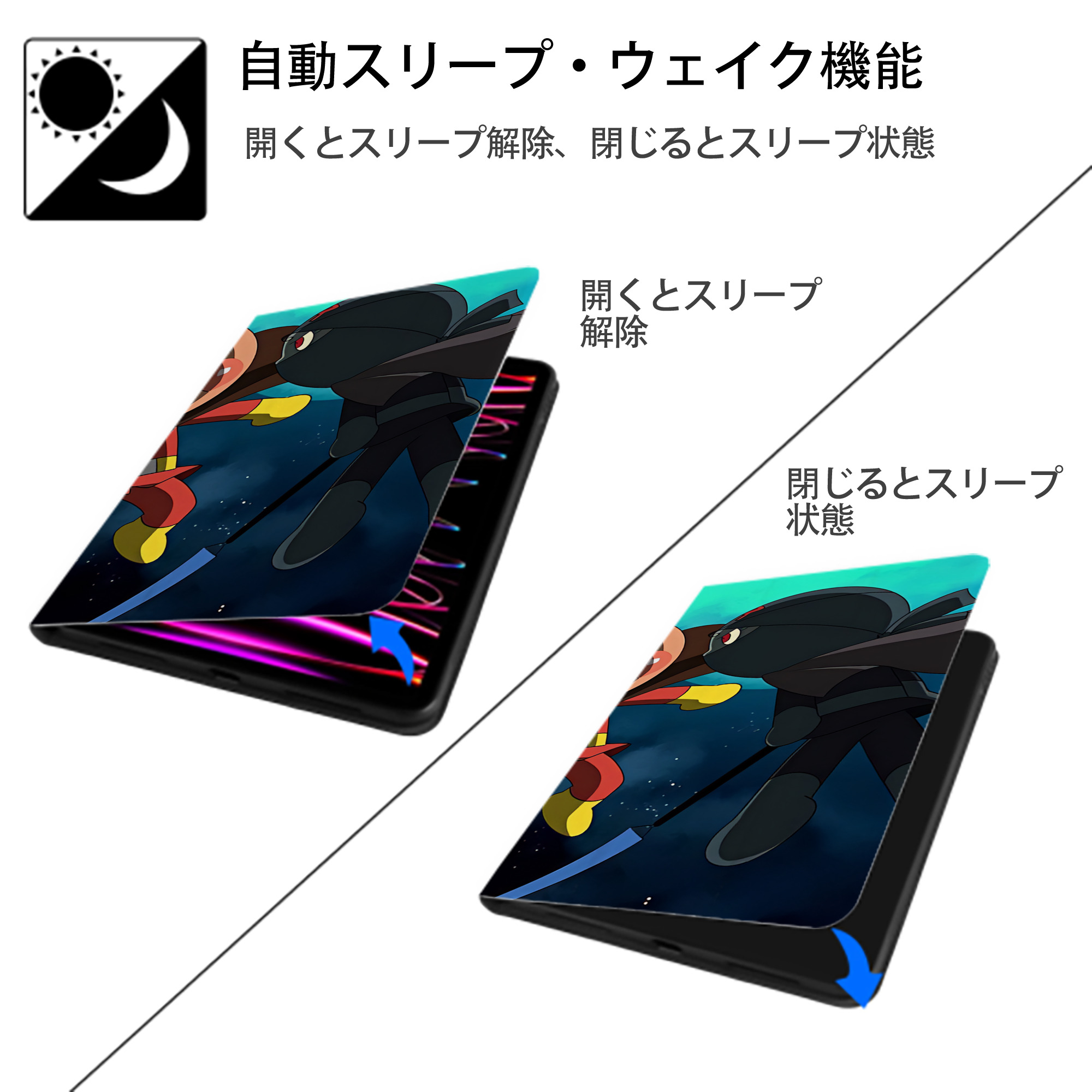 アンパンマン Anpanman IPadケース ペンホルダー付き ブックスタイルデザイン