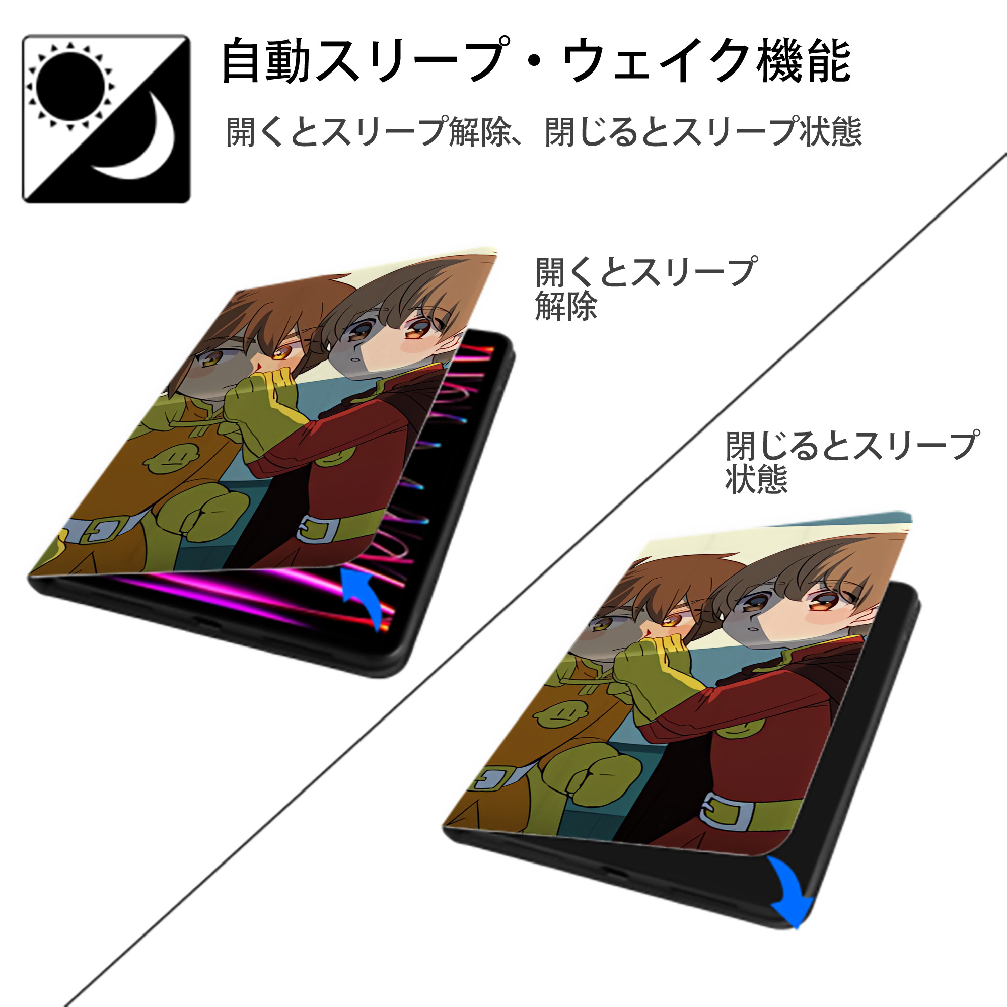 アンパンマン Anpanman IPadケース ペンホルダー付き ブックスタイルデザイン