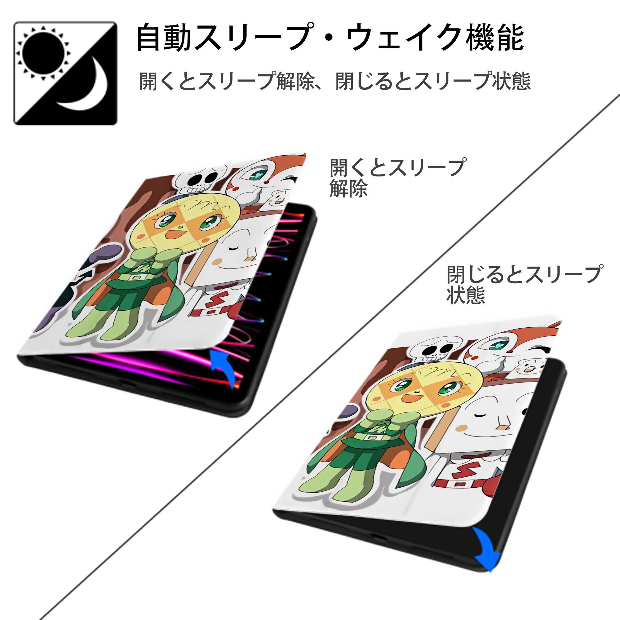 アンパンマン Anpanman IPadケース ペンホルダー付き ブックスタイルデザイン