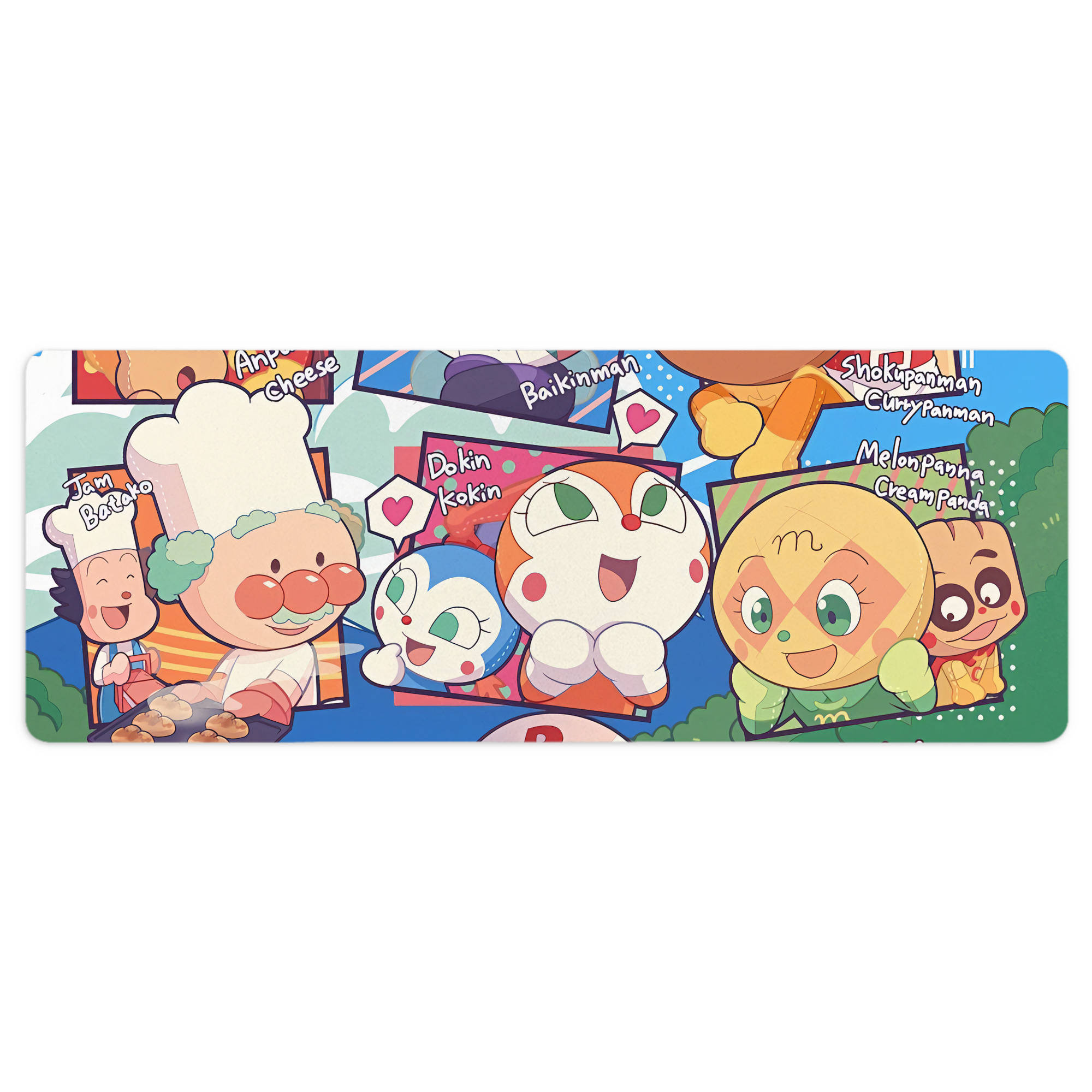 （画像用） アンパンマン Anpanman ステッチ加工 大判デスクマット／滑り止めマウスパッド