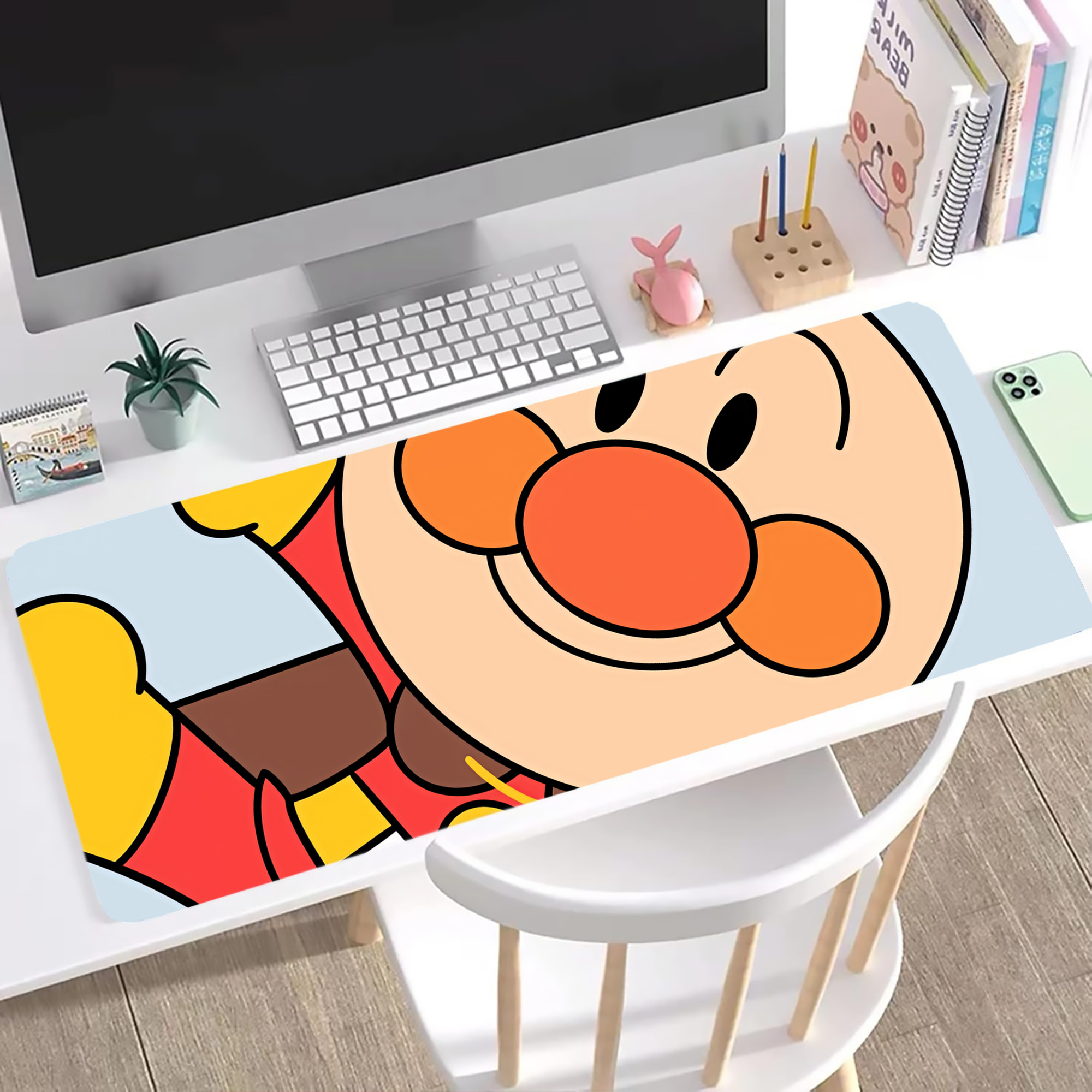 （画像用） アンパンマン Anpanman ステッチ加工 大判デスクマット／滑り止めマウスパッド
