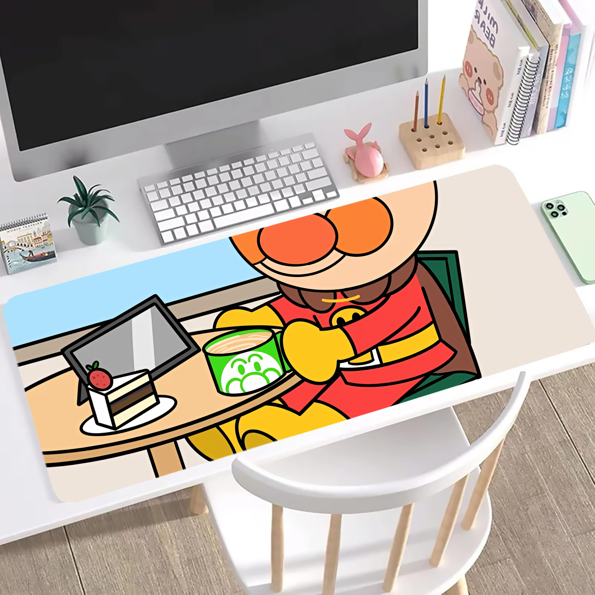 （画像用） アンパンマン Anpanman ステッチ加工 大判デスクマット／滑り止めマウスパッド