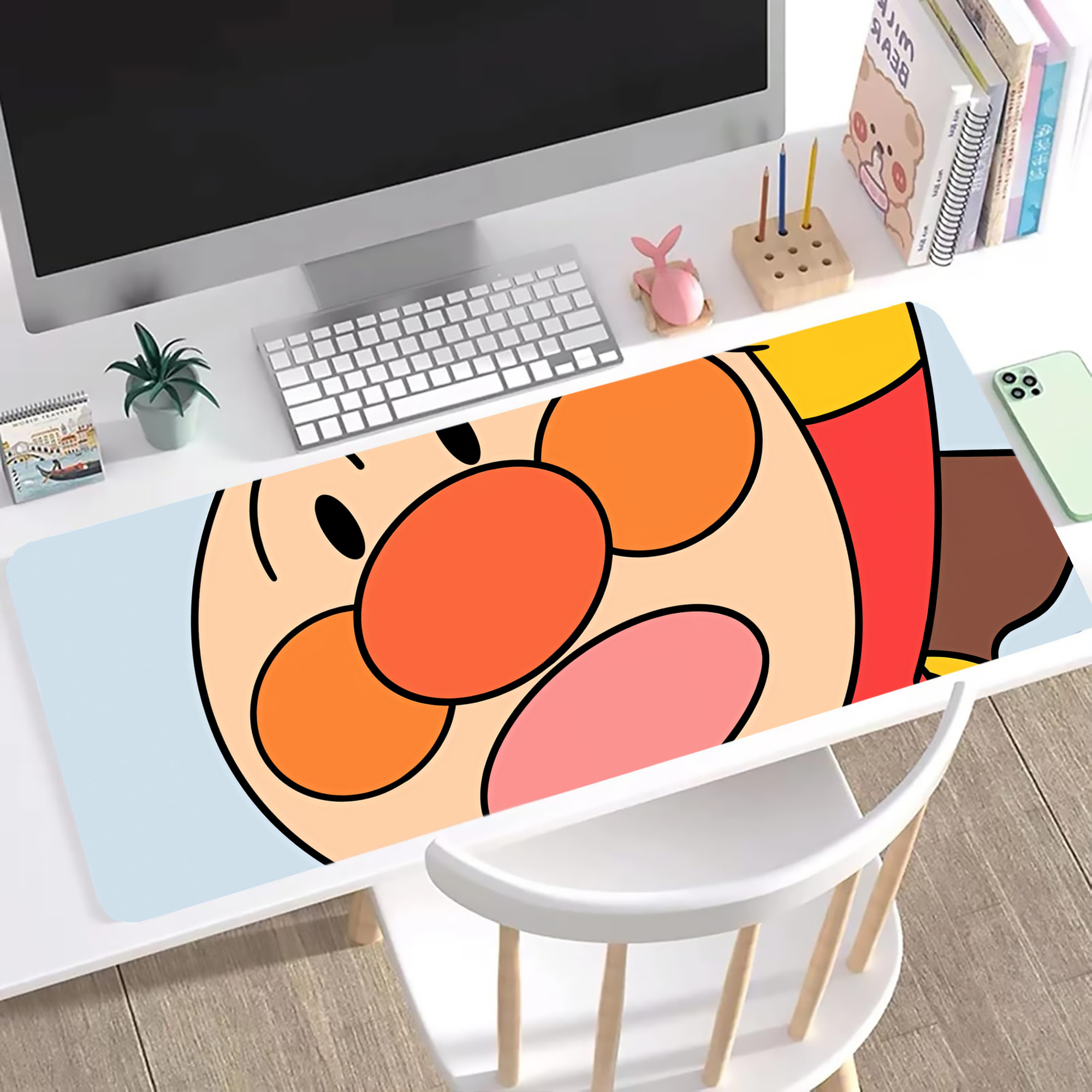 （画像用） アンパンマン Anpanman ステッチ加工 大判デスクマット／滑り止めマウスパッド