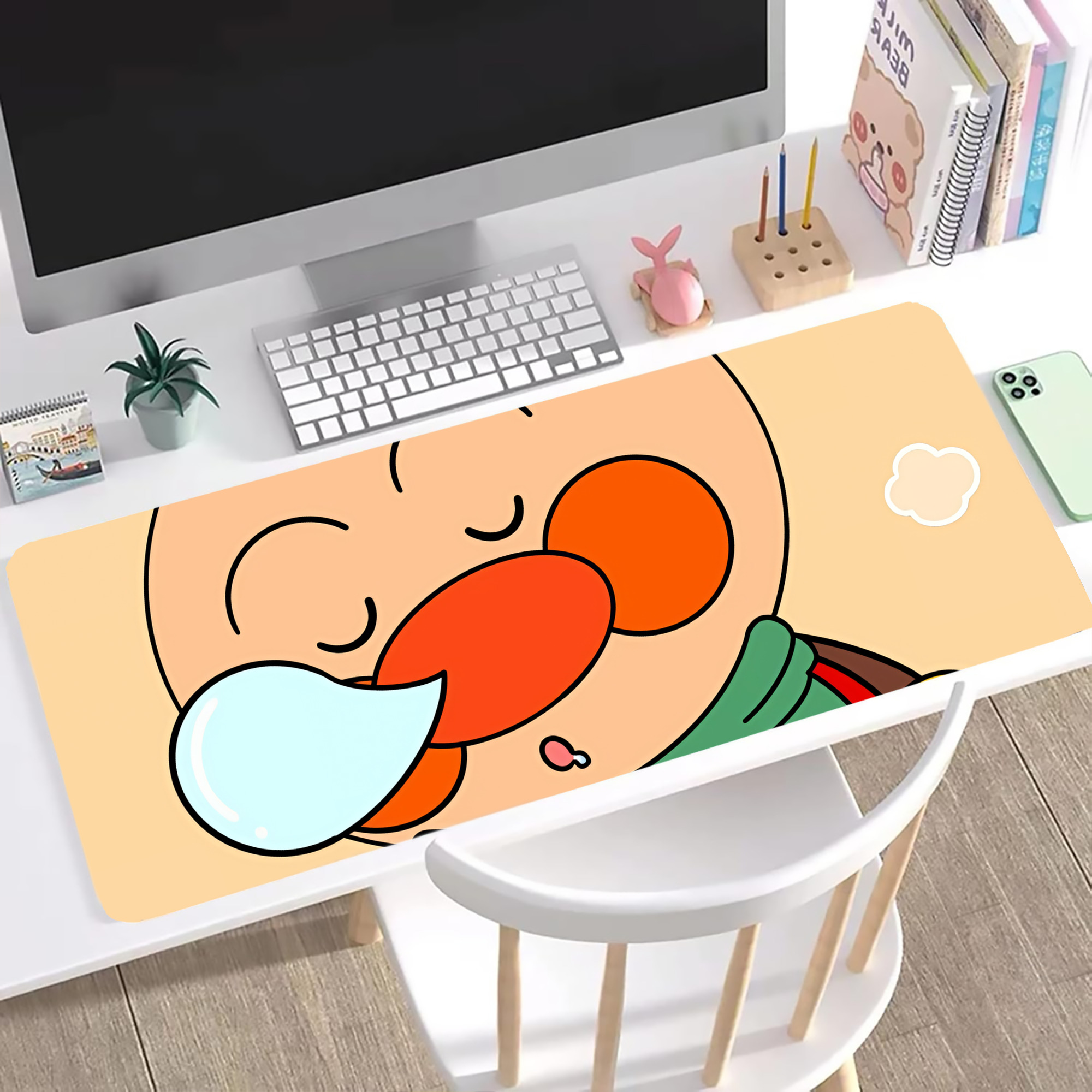 （画像用） アンパンマン Anpanman ステッチ加工 大判デスクマット／滑り止めマウスパッド