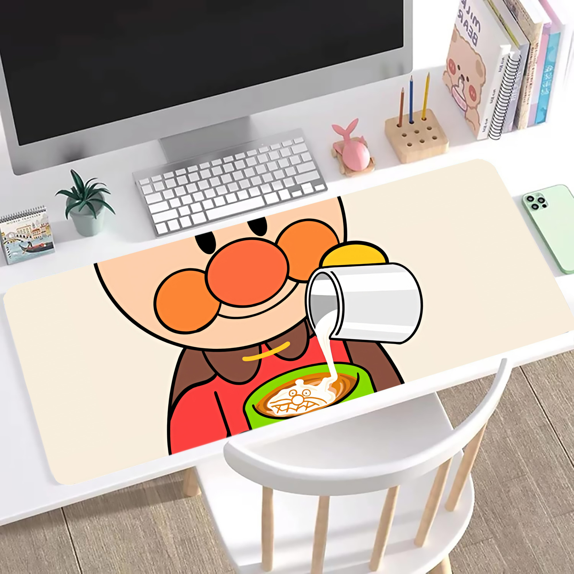 （画像用） アンパンマン Anpanman ステッチ加工 大判デスクマット／滑り止めマウスパッド