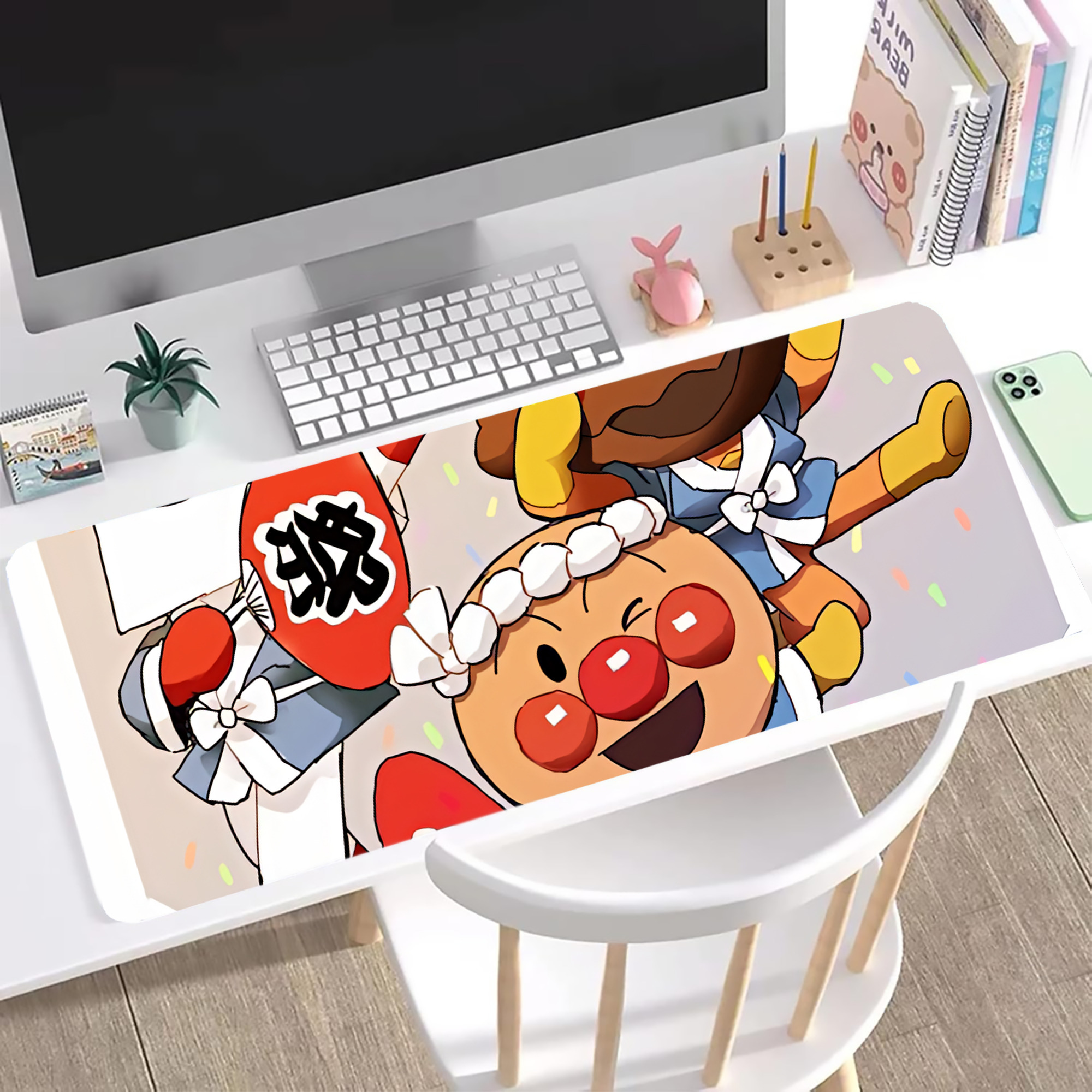 （画像用） アンパンマン Anpanman ステッチ加工 大判デスクマット／滑り止めマウスパッド
