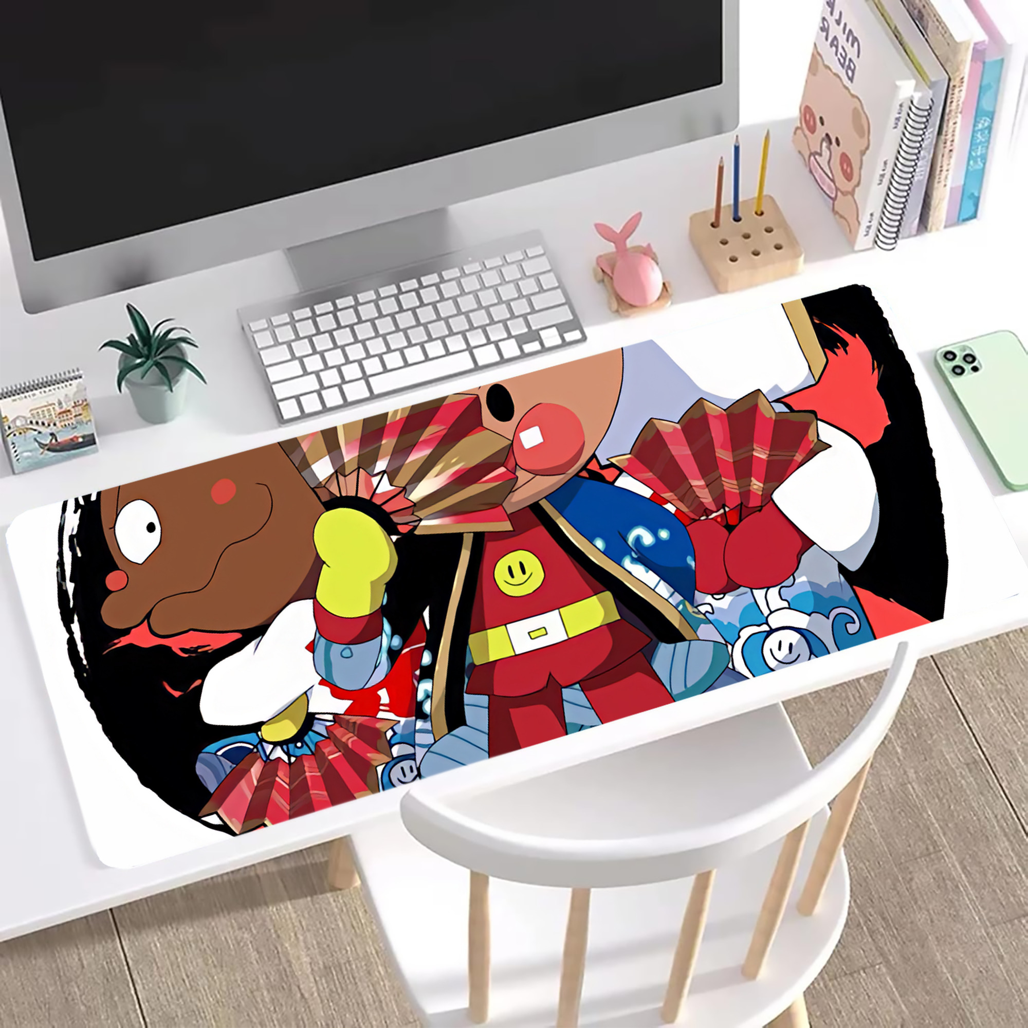 （画像用） アンパンマン Anpanman ステッチ加工 大判デスクマット／滑り止めマウスパッド