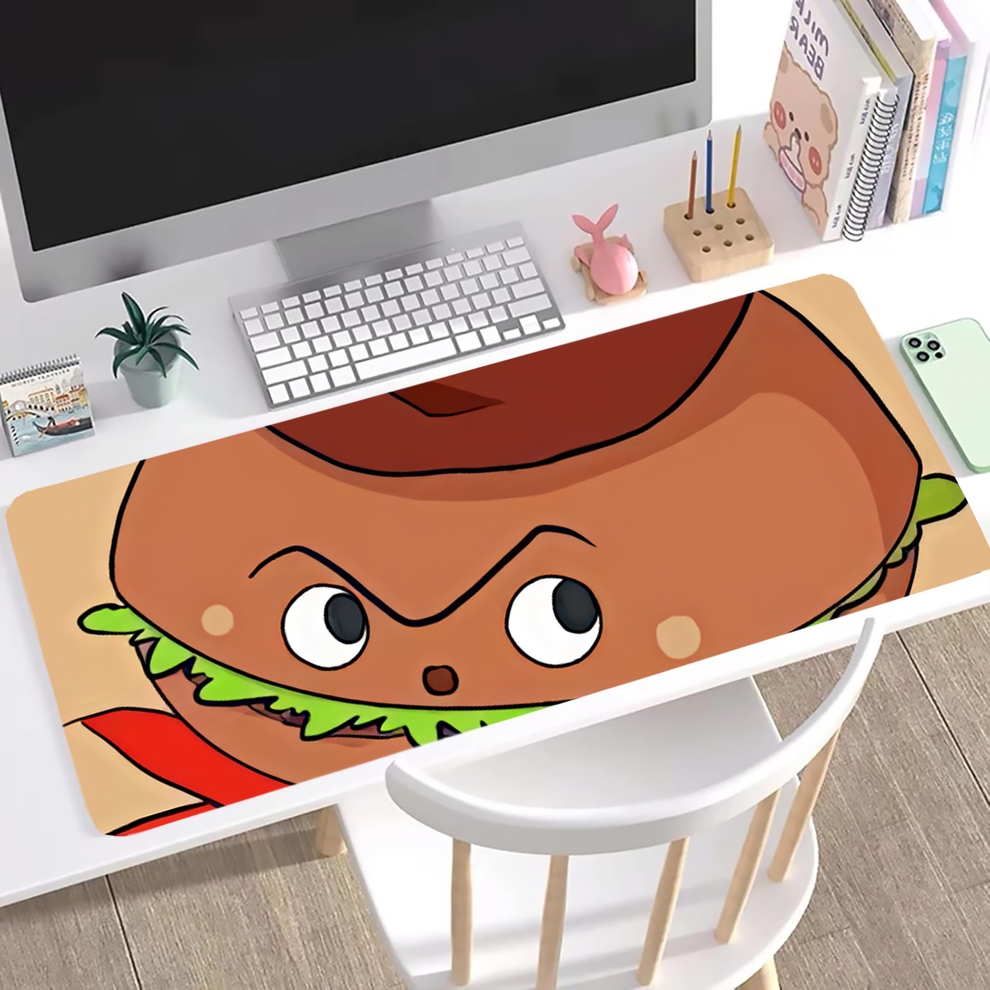 （画像用） アンパンマン Anpanman ステッチ加工 大判デスクマット／滑り止めマウスパッド