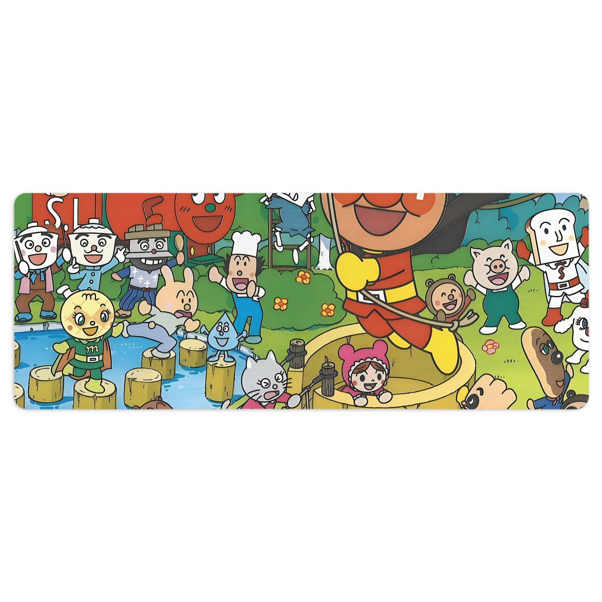 （画像用） アンパンマン Anpanman ステッチ加工 大判デスクマット／滑り止めマウスパッド