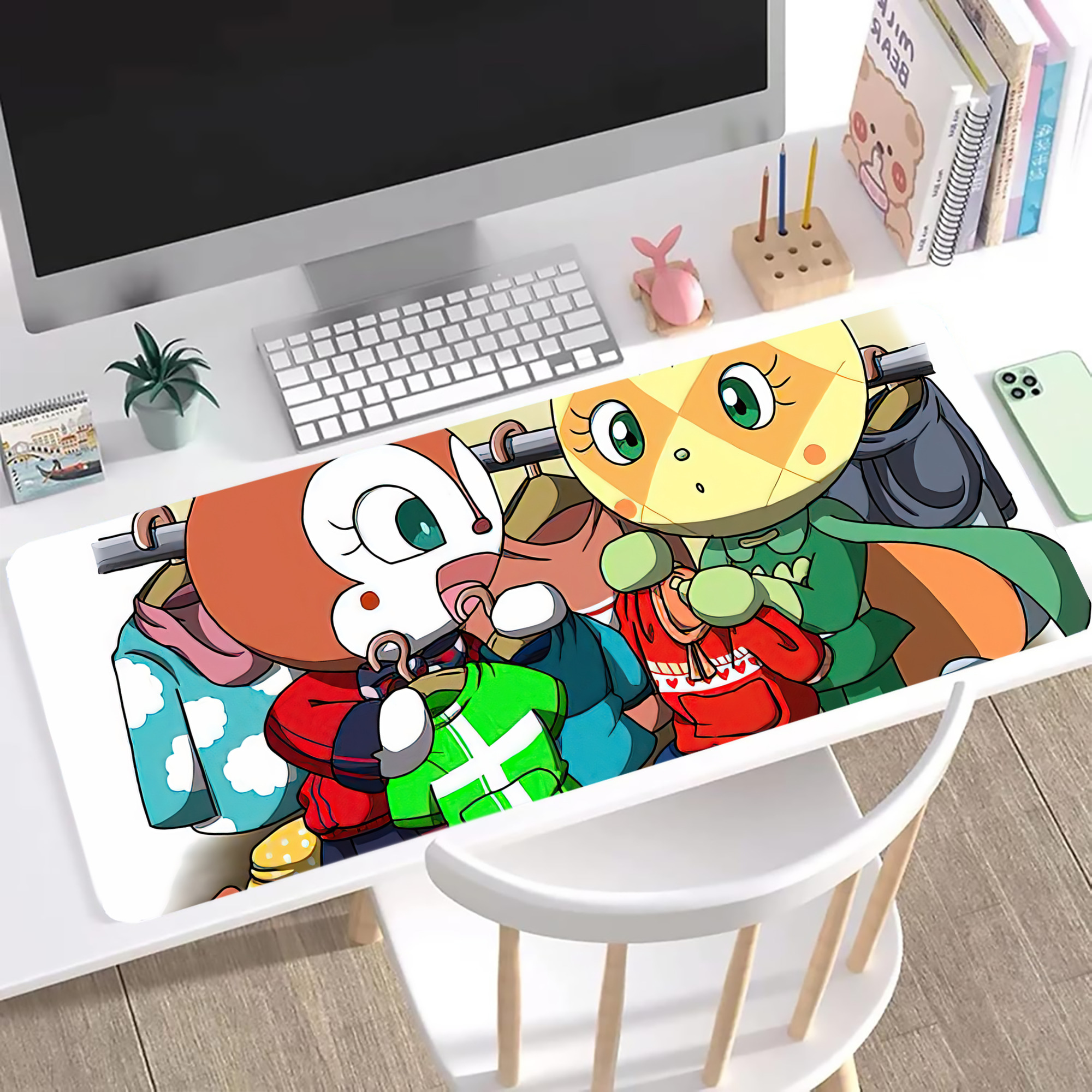 （画像用） アンパンマン Anpanman ステッチ加工 大判デスクマット／滑り止めマウスパッド