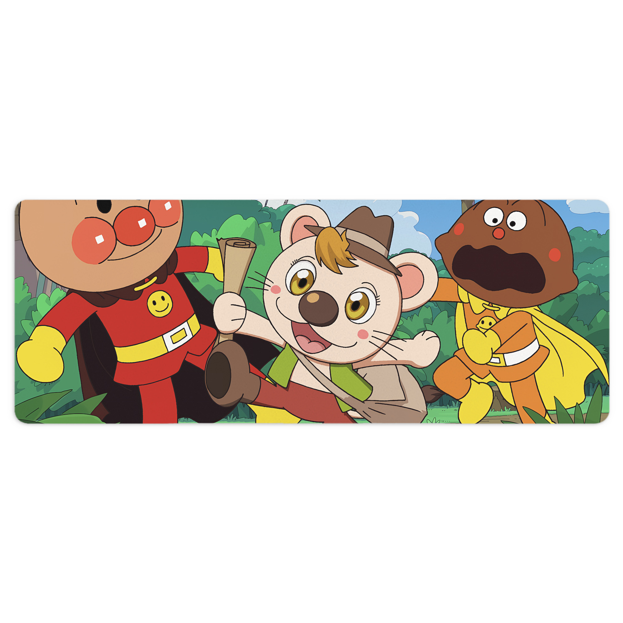 （画像用） アンパンマン Anpanman ステッチ加工 大判デスクマット／滑り止めマウスパッド