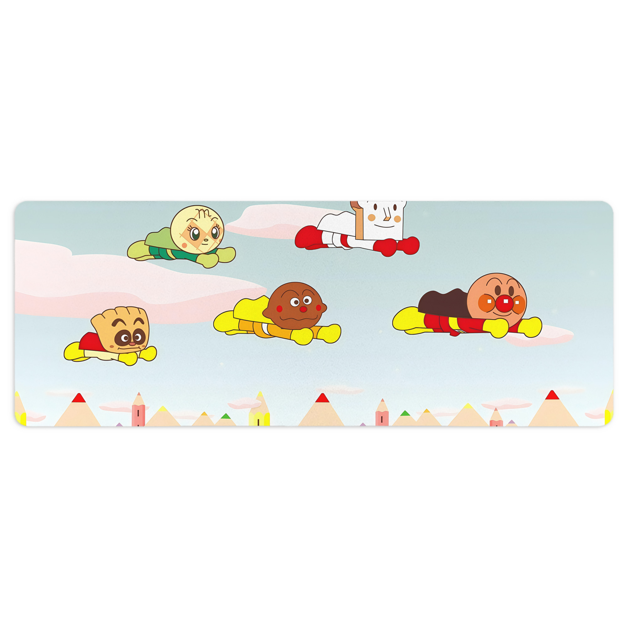 （画像用） アンパンマン Anpanman ステッチ加工 大判デスクマット／滑り止めマウスパッド
