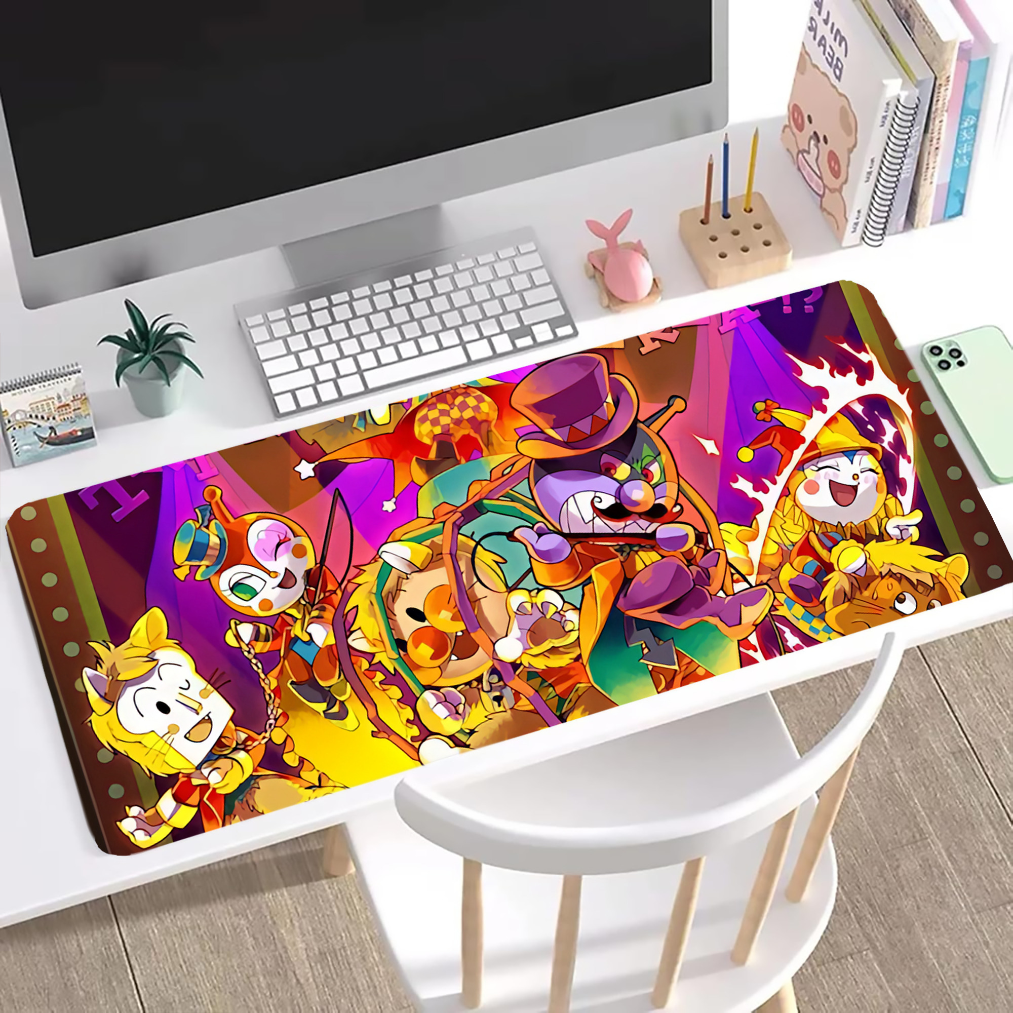 （画像用） アンパンマン Anpanman ステッチ加工 大判デスクマット／滑り止めマウスパッド