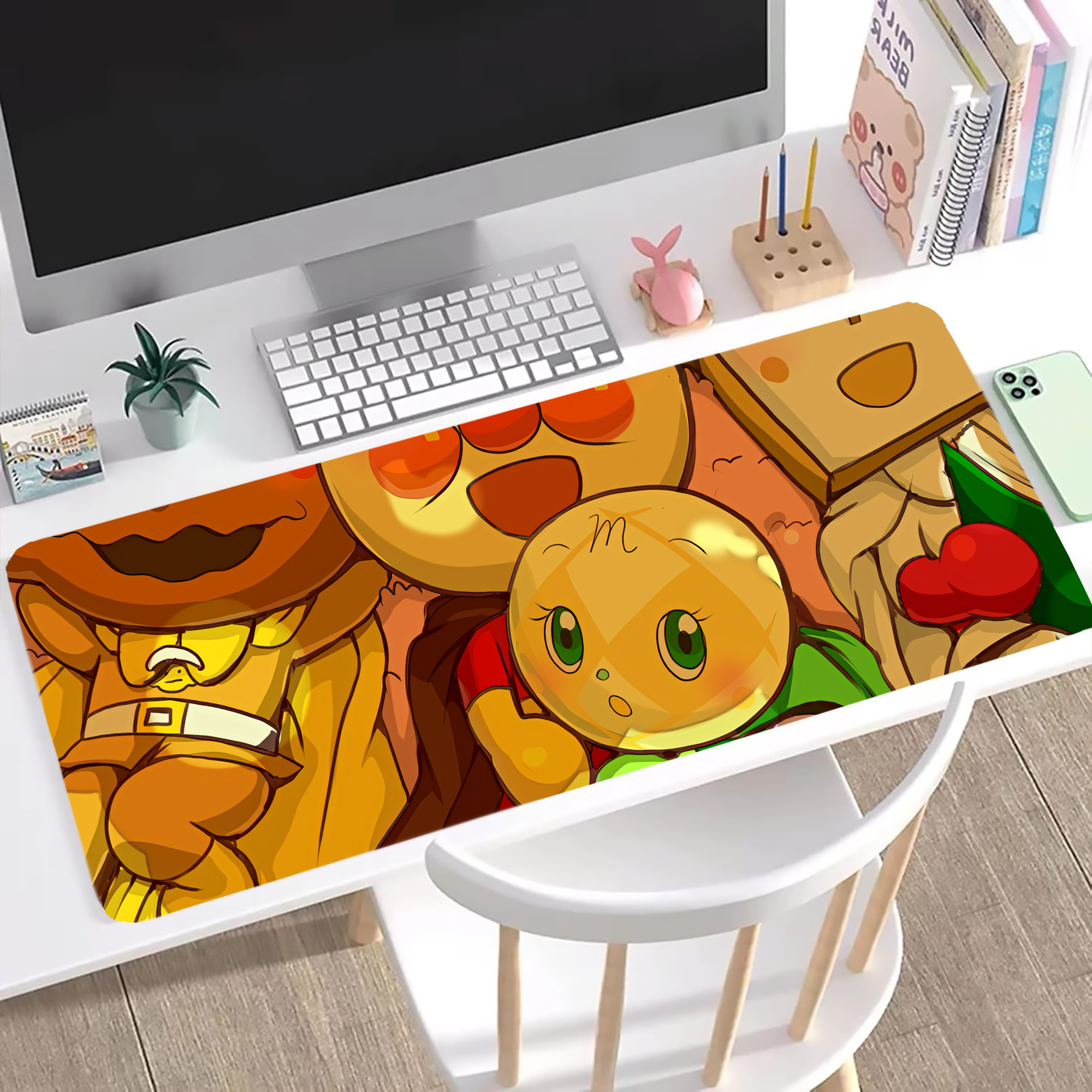 （画像用） アンパンマン Anpanman ステッチ加工 大判デスクマット／滑り止めマウスパッド