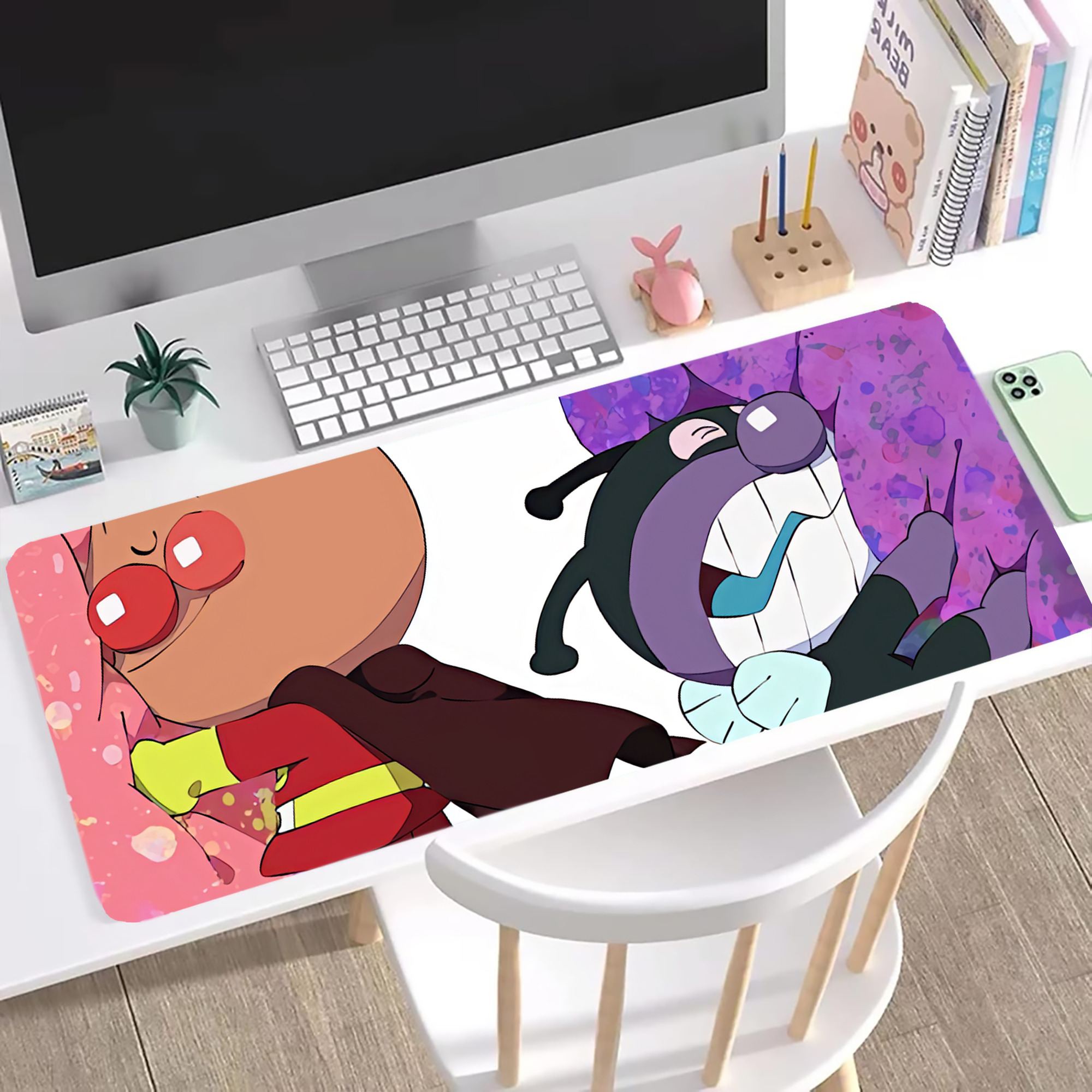 （画像用） アンパンマン Anpanman ステッチ加工 大判デスクマット／滑り止めマウスパッド