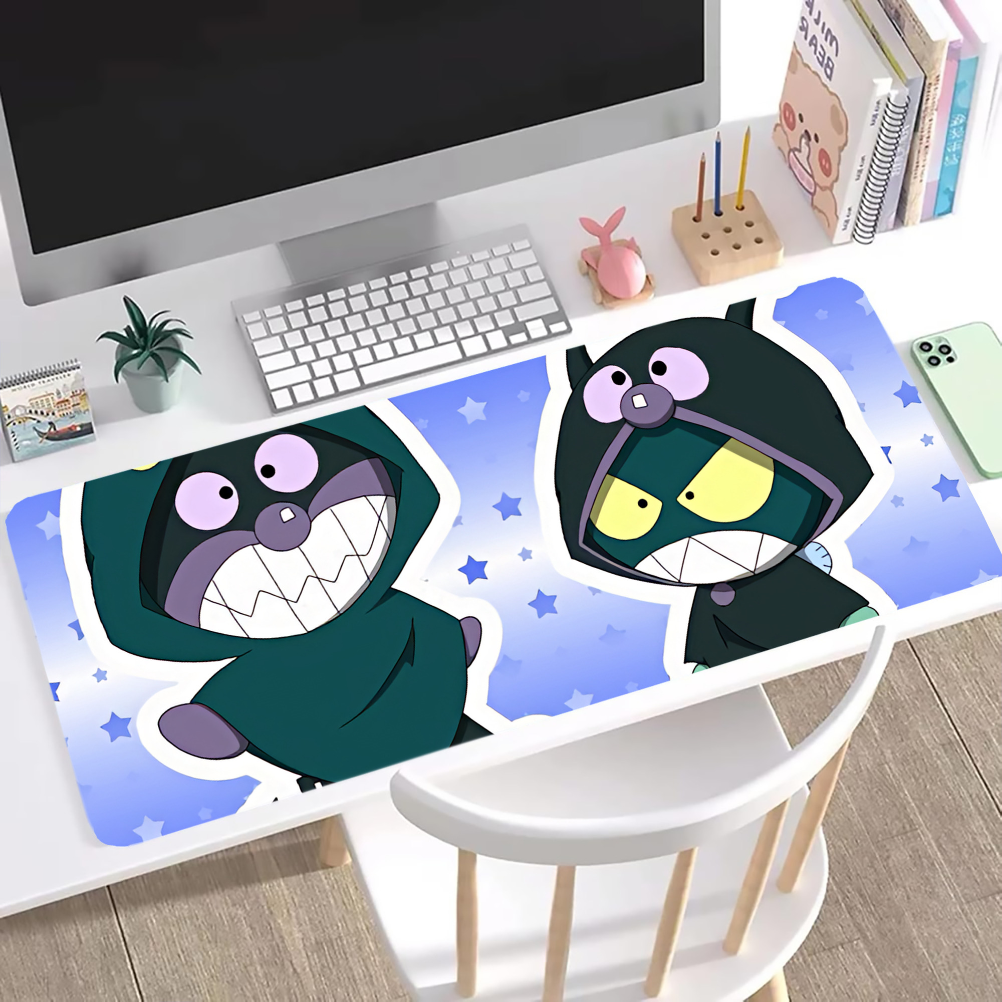 （画像用） アンパンマン Anpanman ステッチ加工 大判デスクマット／滑り止めマウスパッド