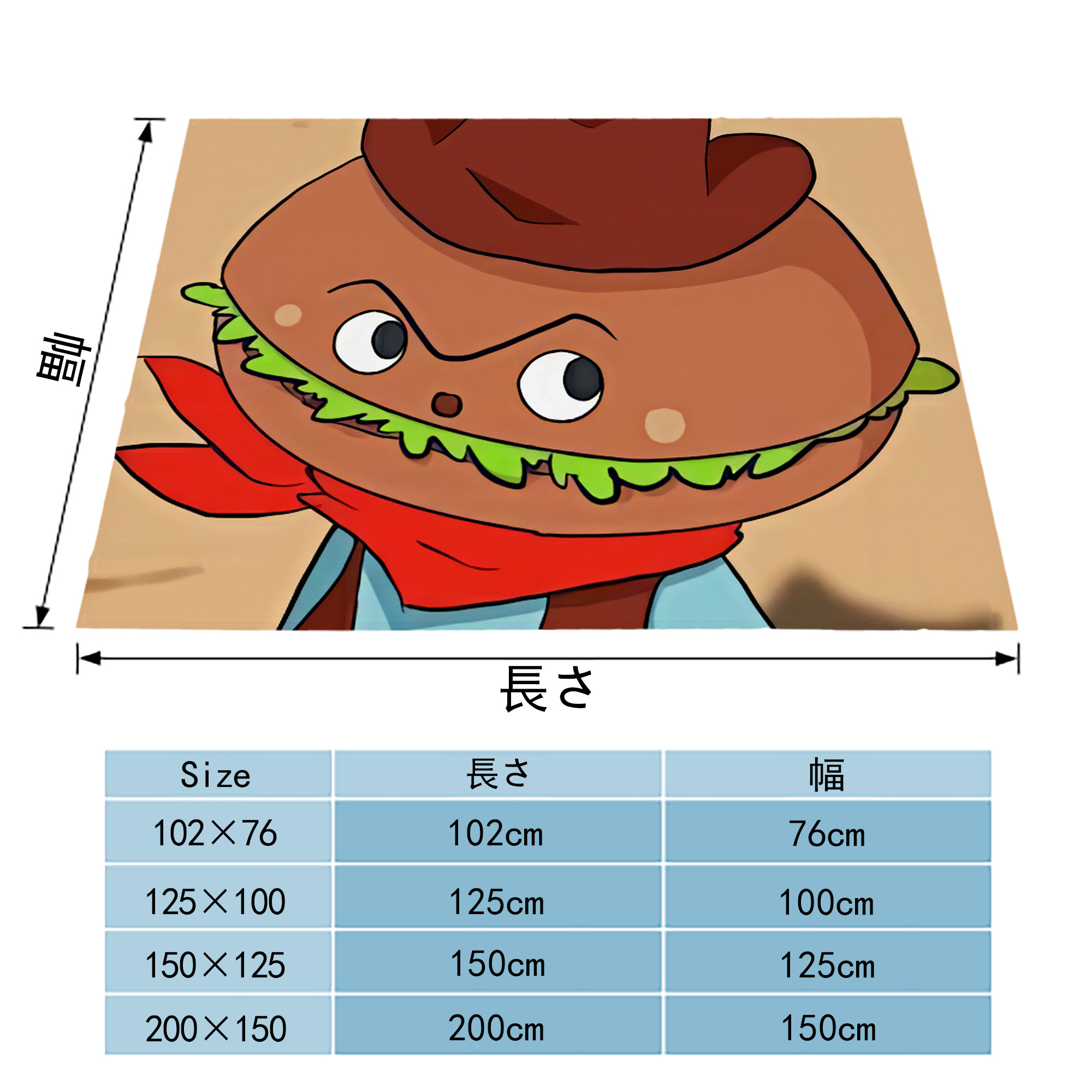 アンパンマン Anpanman フランネルブランケット・多サイズ対応（横型）