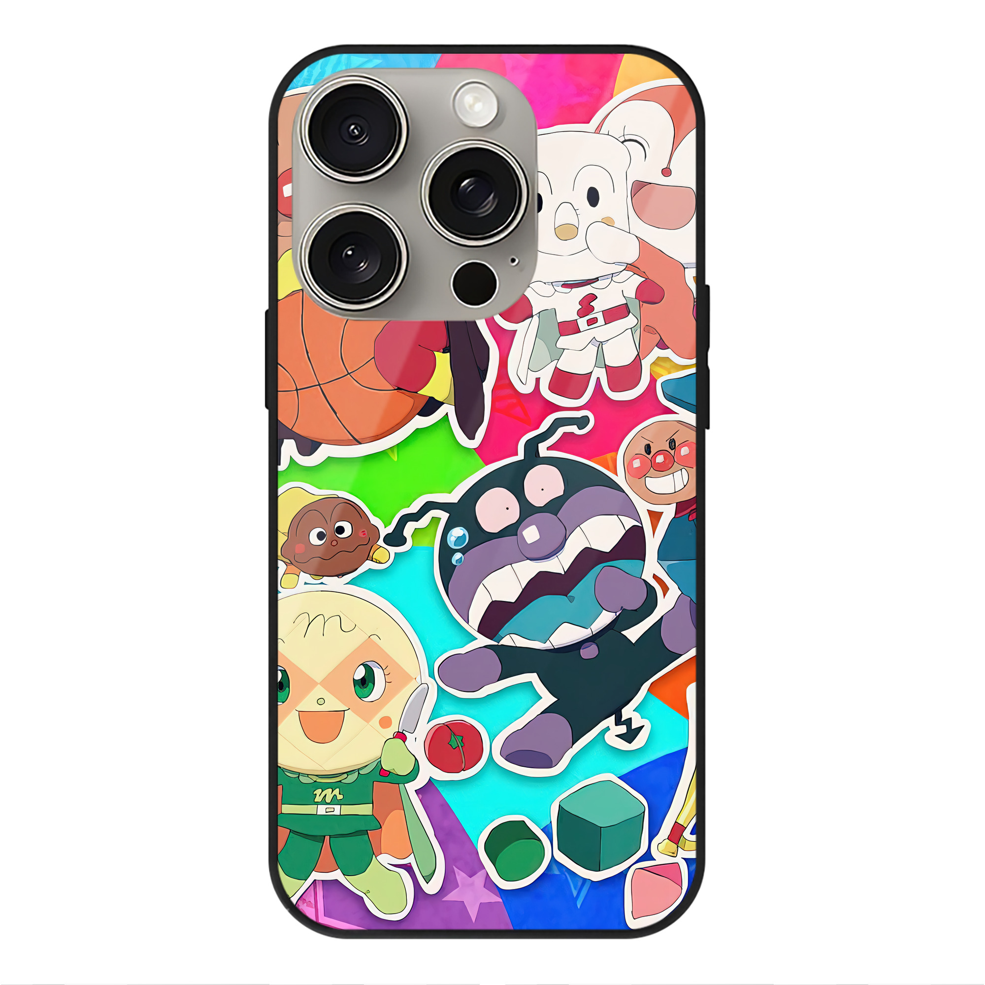 （画像用） アンパンマン Anpanman 【iPhone15Pro対応】スマホケース 耐衝撃＆黄変防止 背面ガラス