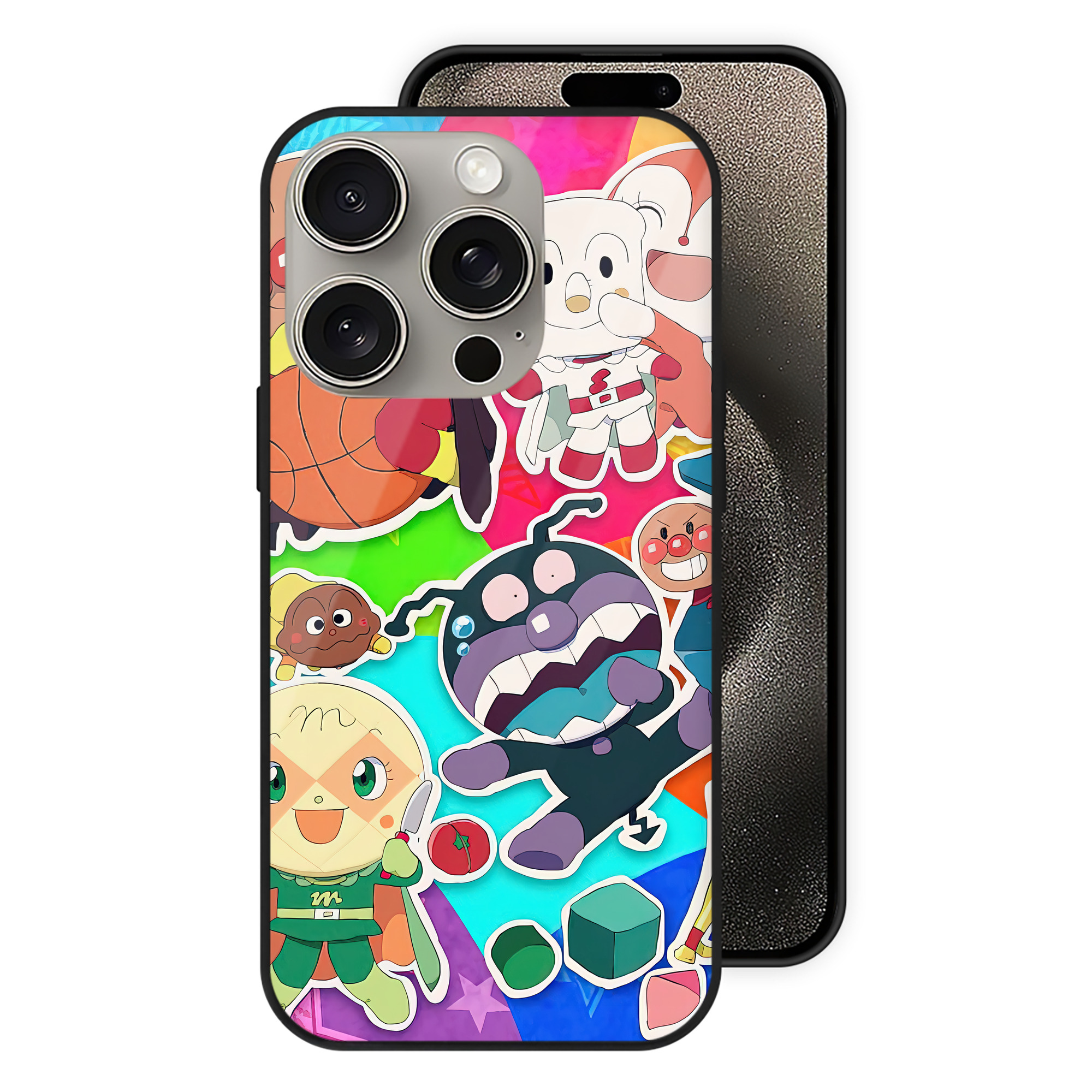 （画像用） アンパンマン Anpanman 【iPhone15Pro対応】スマホケース 耐衝撃＆黄変防止 背面ガラス